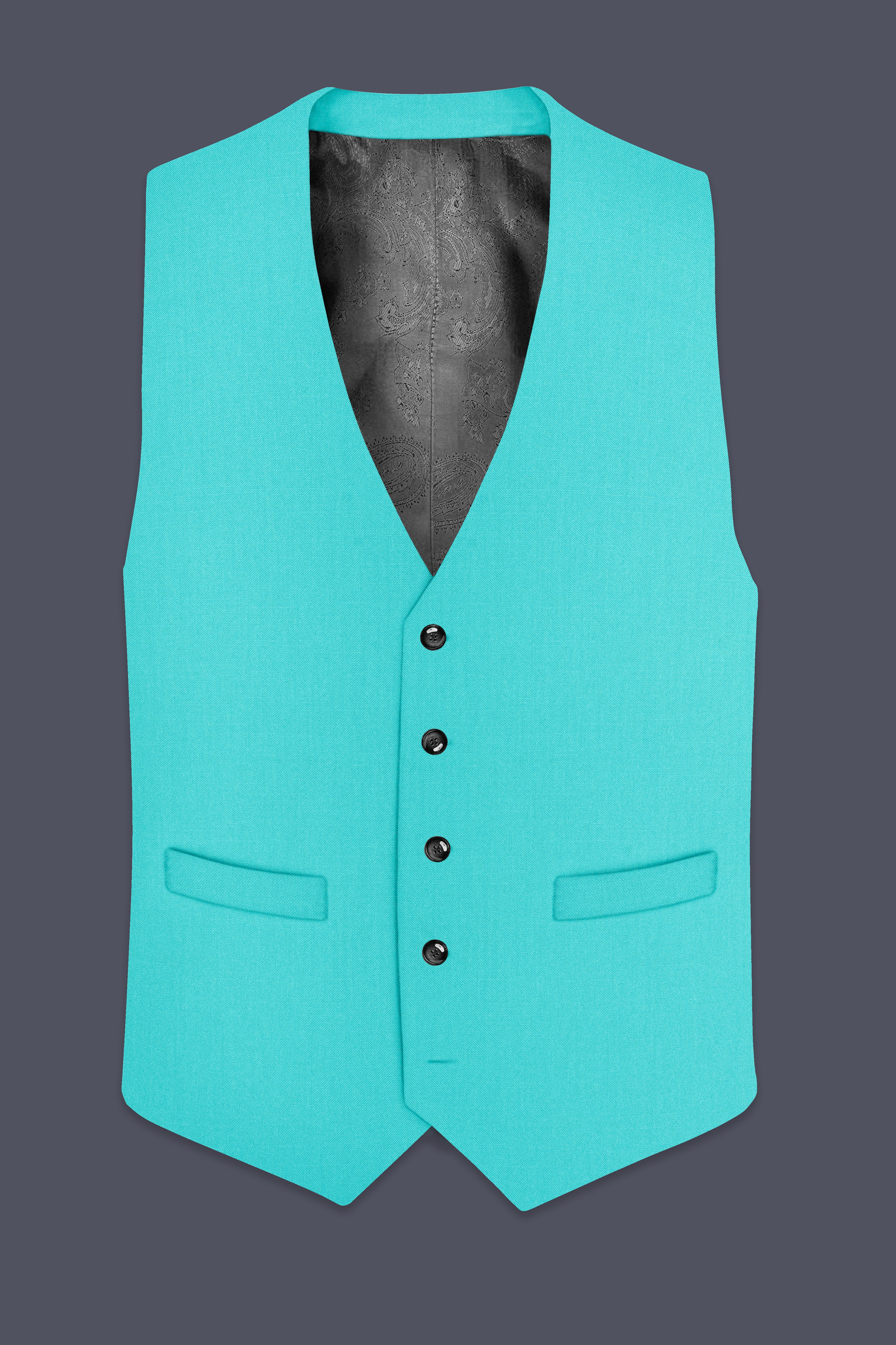 Aegir-Viking Blue Wool Rich Single Breasted Stretchable Waistcoat