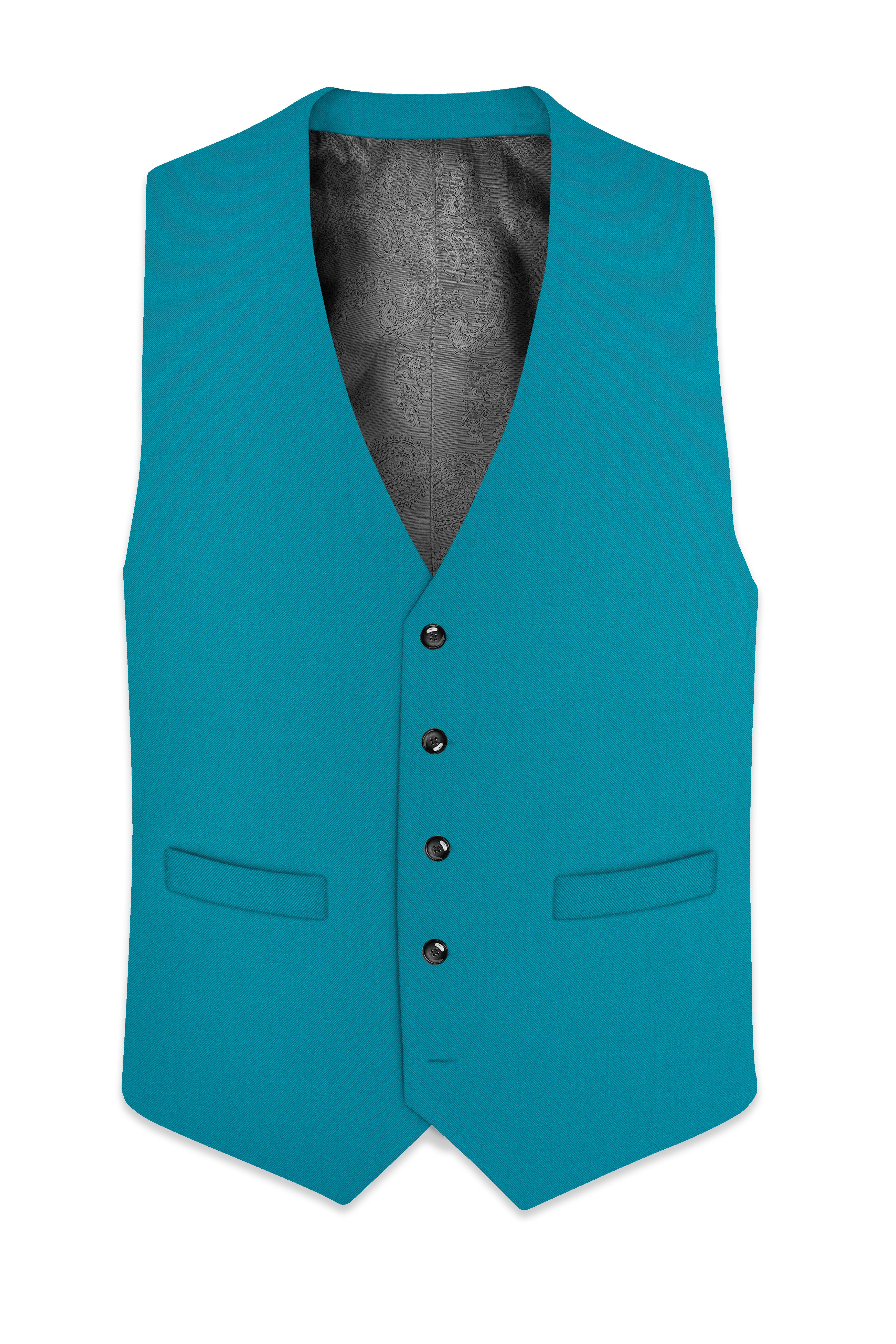 Zephir-Surfie Green Wool Rich Double Breasted Stretchable Waistcoat