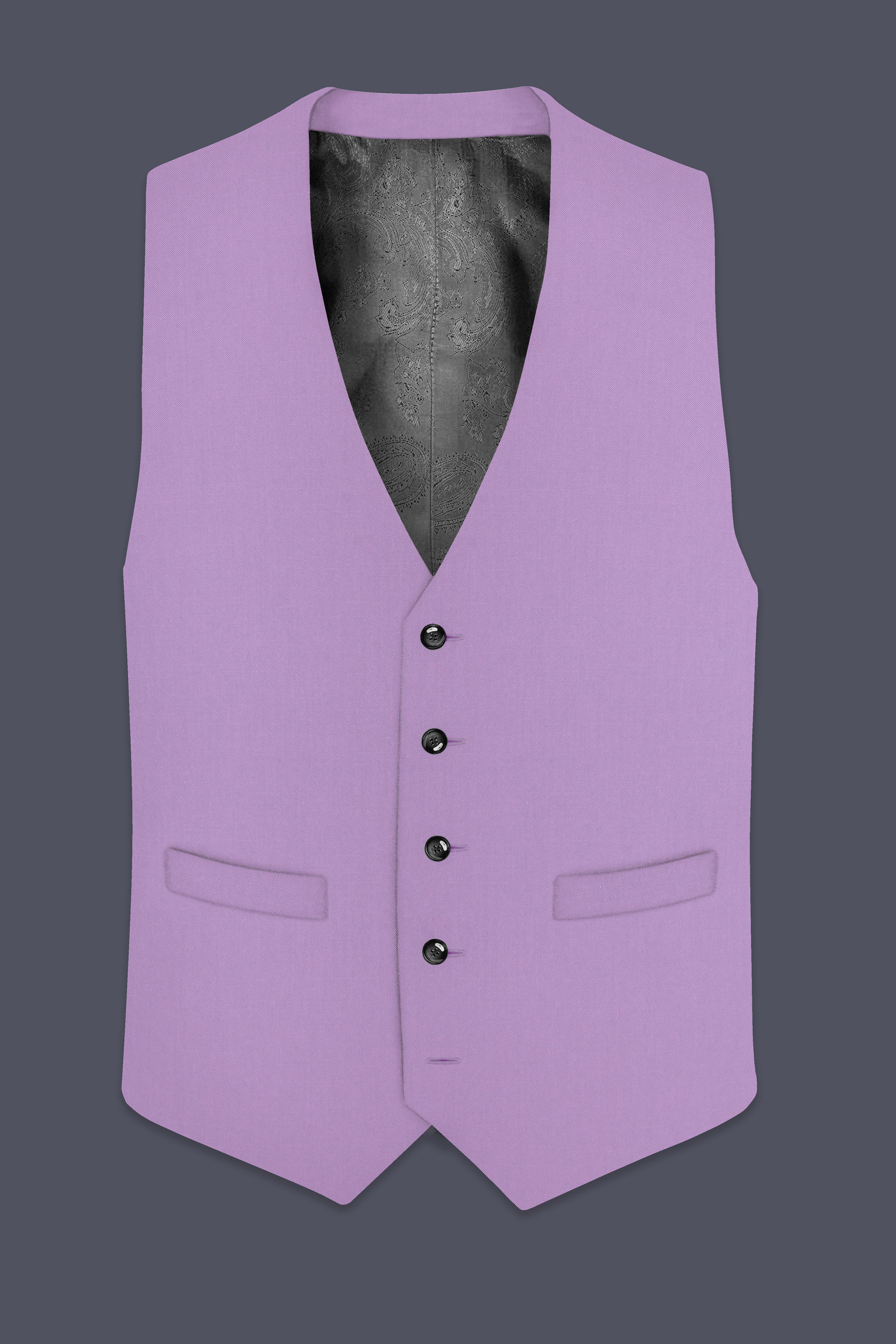 Roylen-Mountbatten Purple Wool Rich Double Breasted Stretchable Waistcoat
