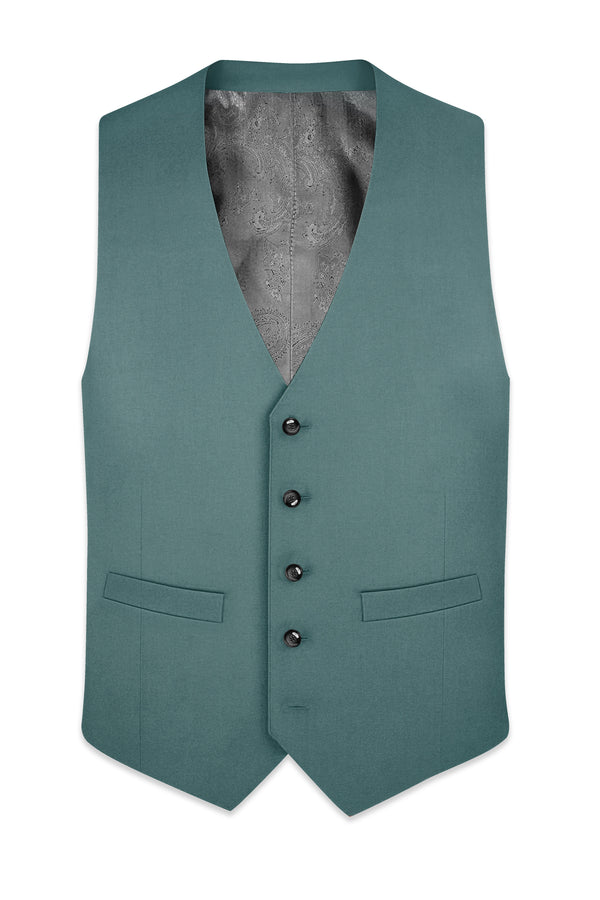 Travliam-William Green Wool Rich Stretchable Waistcoat
