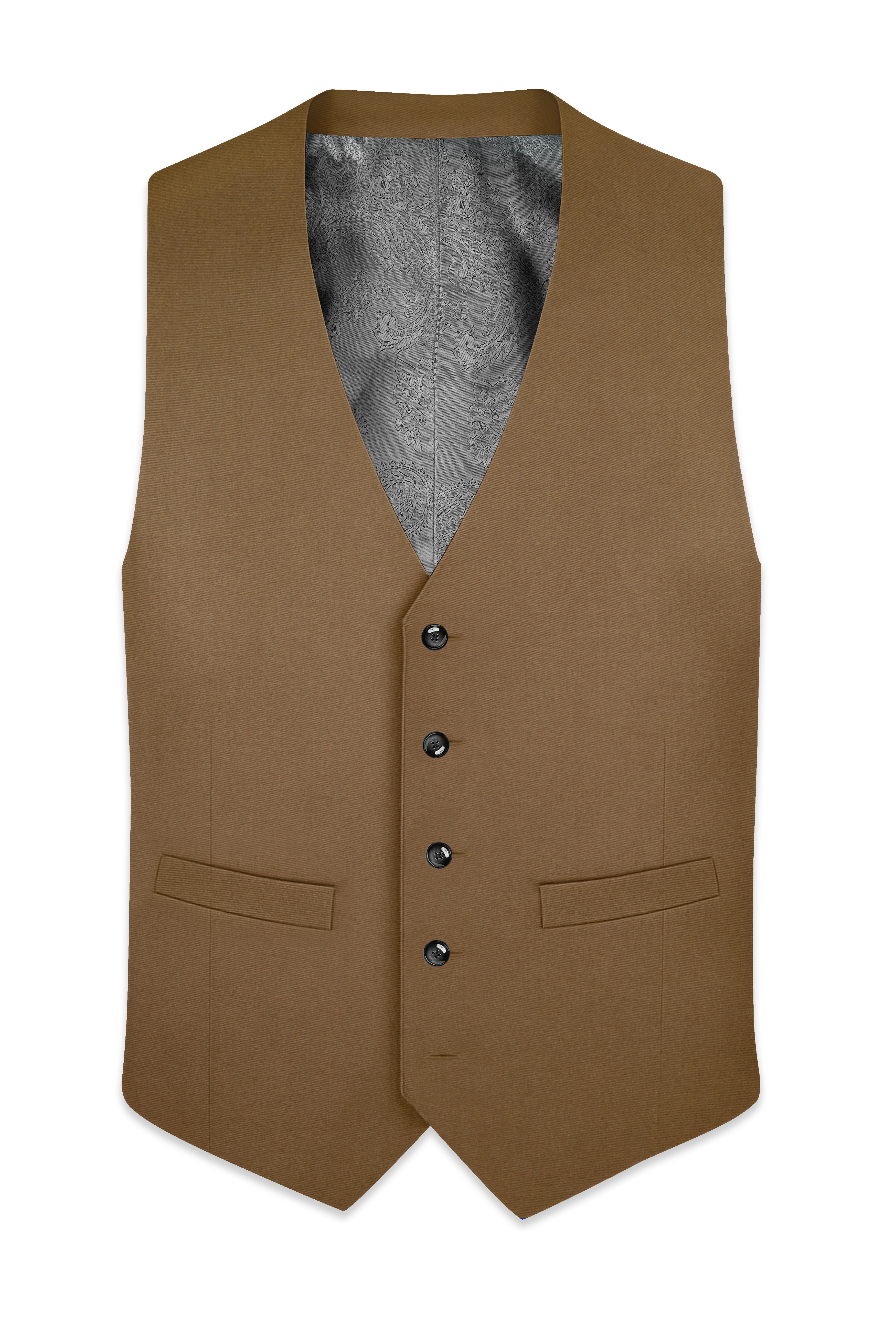 Brunaut-Peanut Brown Wool Rich Waistcoat