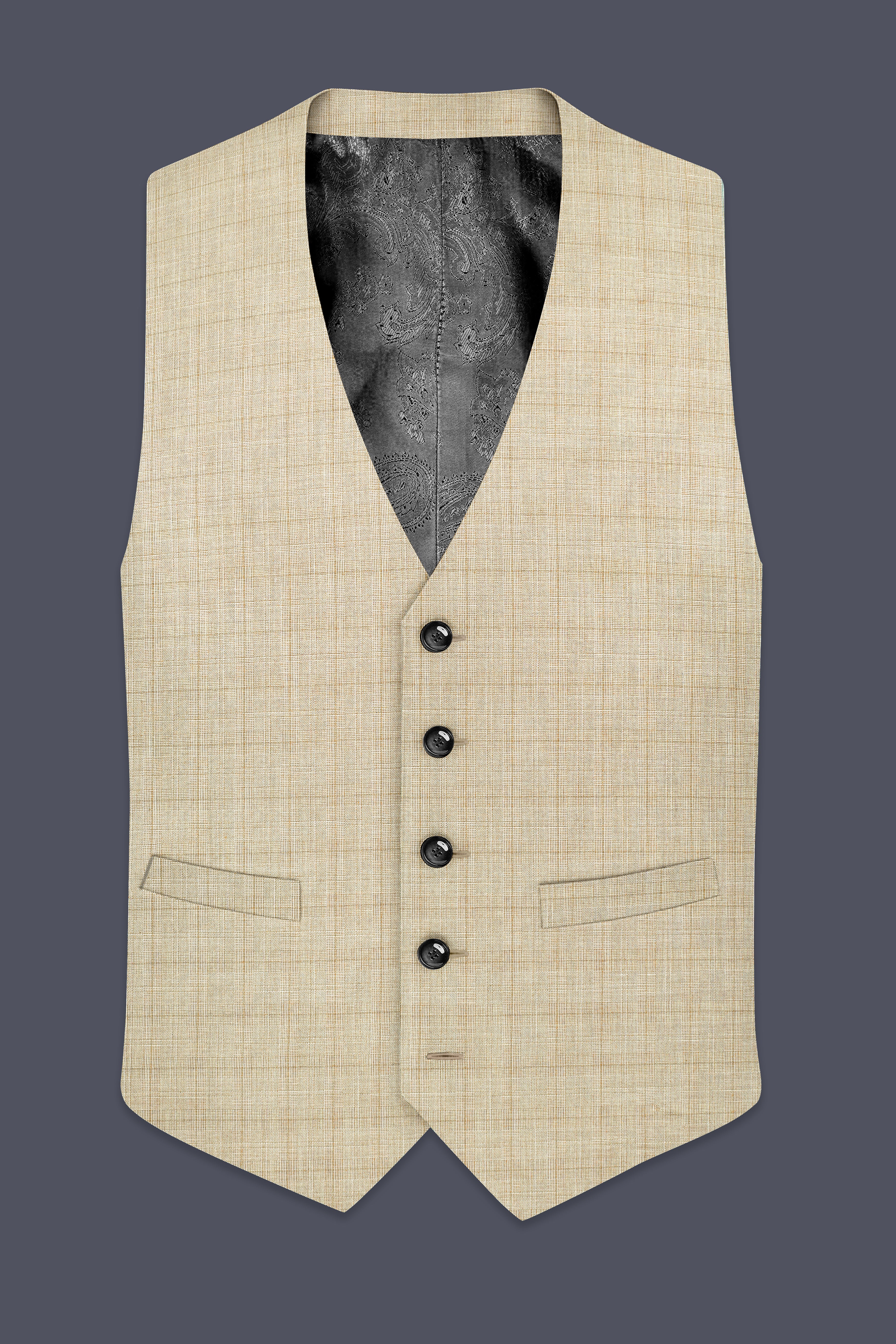 Alviora-Rodeo Dust Cream Windowpane Wool Rich Waistcoats