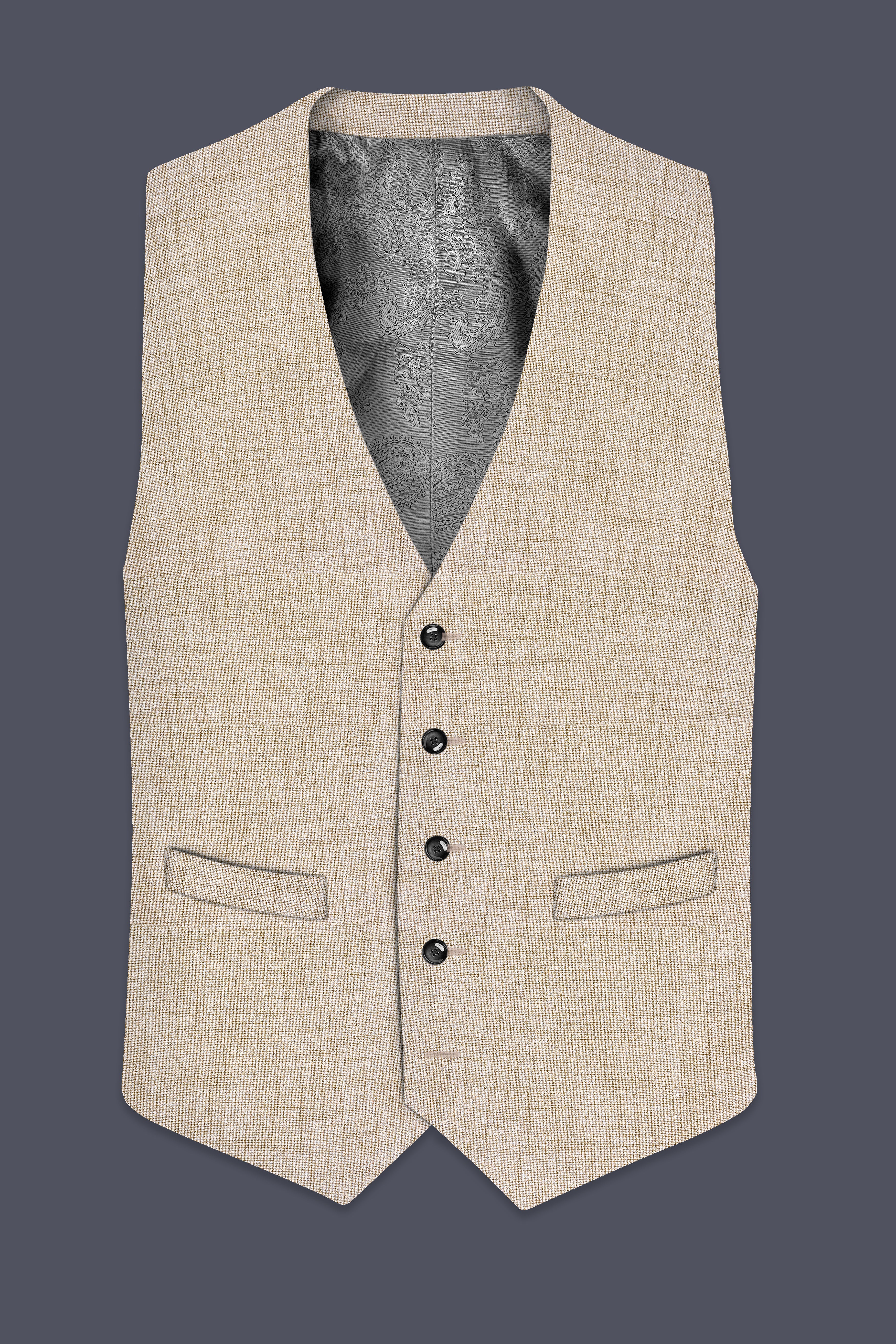 Auricrem-Martini Cream Textured Wool Rich Waistcoats
