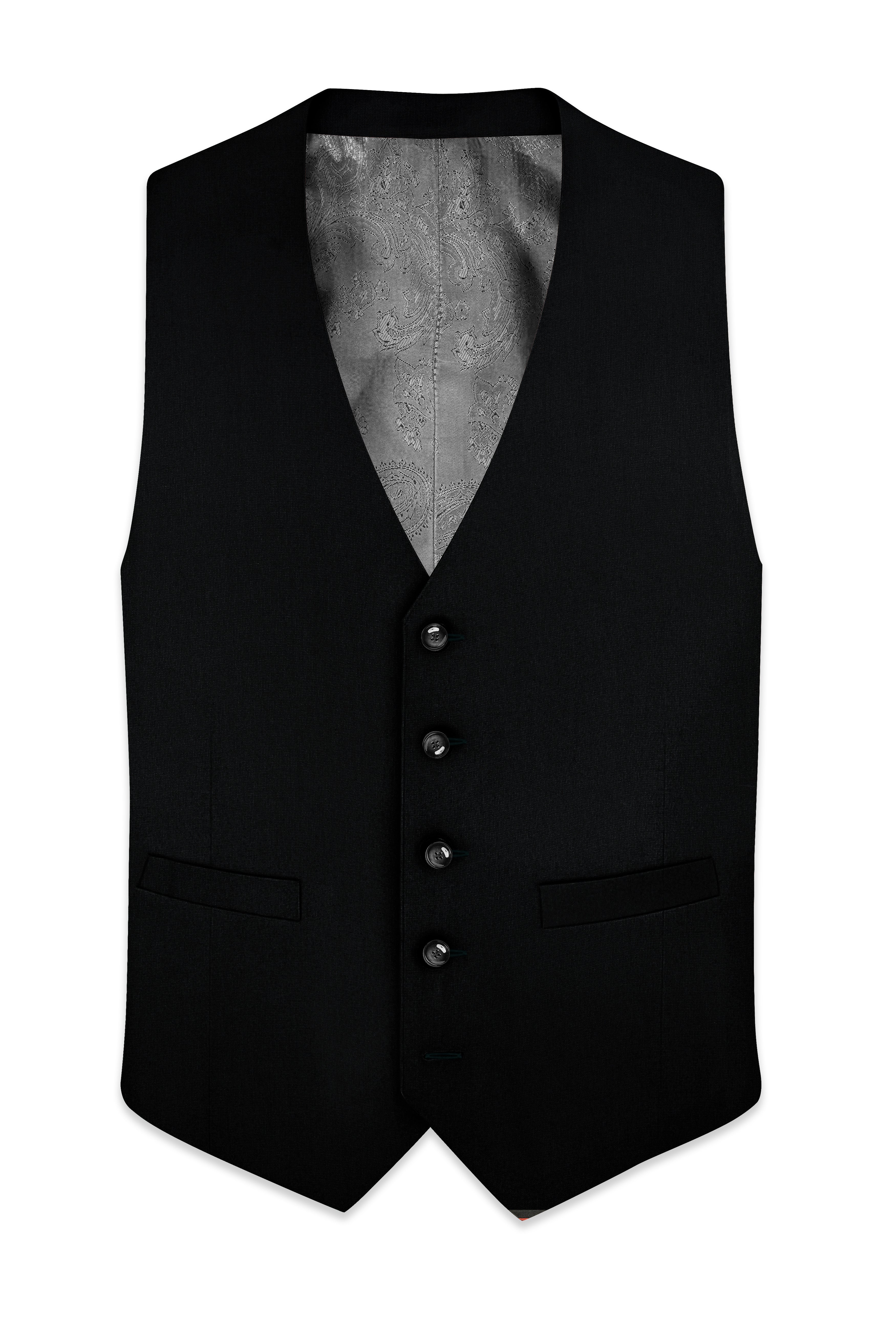 Noctivell-Jade Black Textured Wool Rich Waistcoats