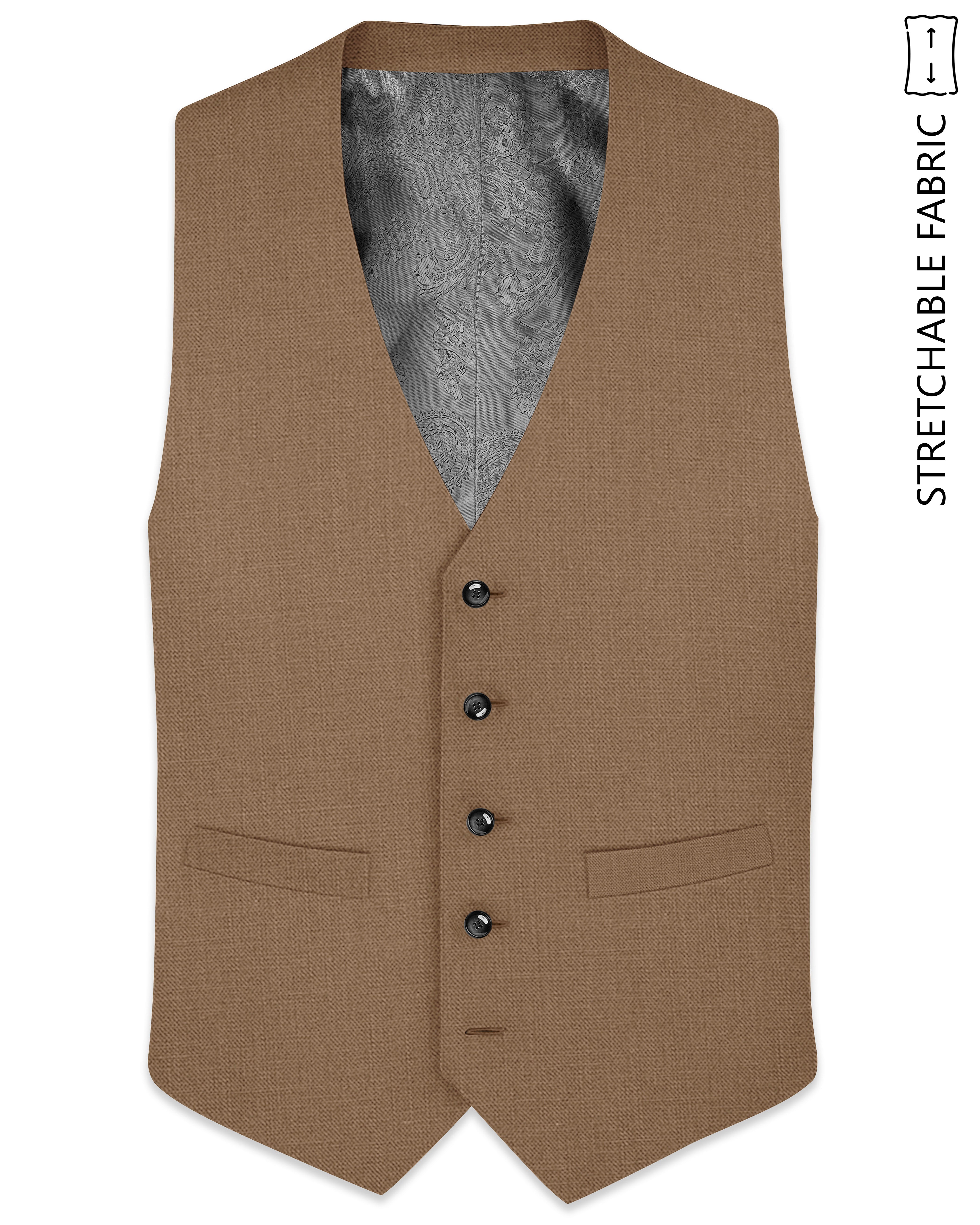 Cremont-Mocha Brown Luxurious Linen Stretchable Waistcoats