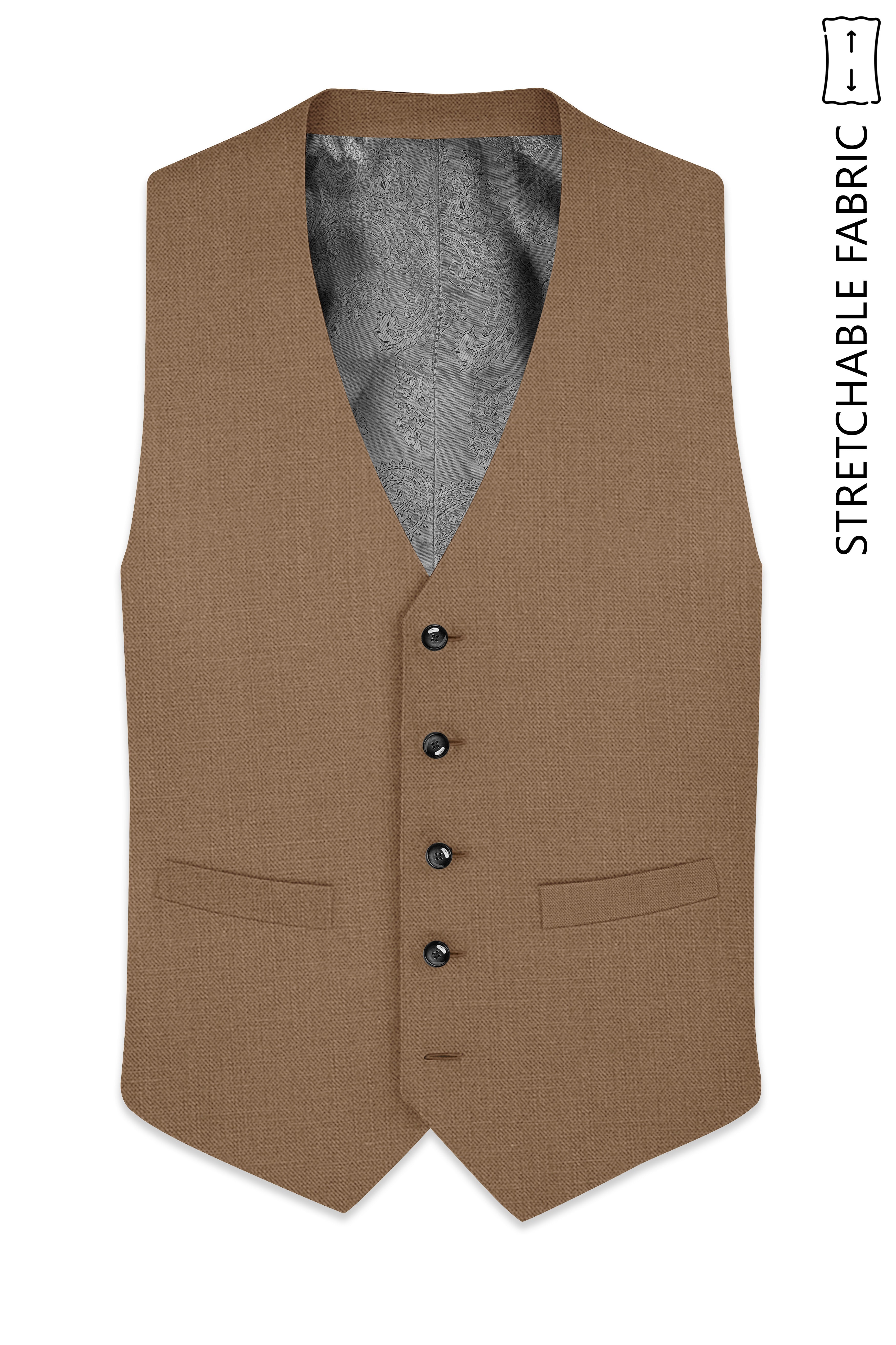 Cremont-Mocha Brown Luxurious Linen Stretchable Waistcoats