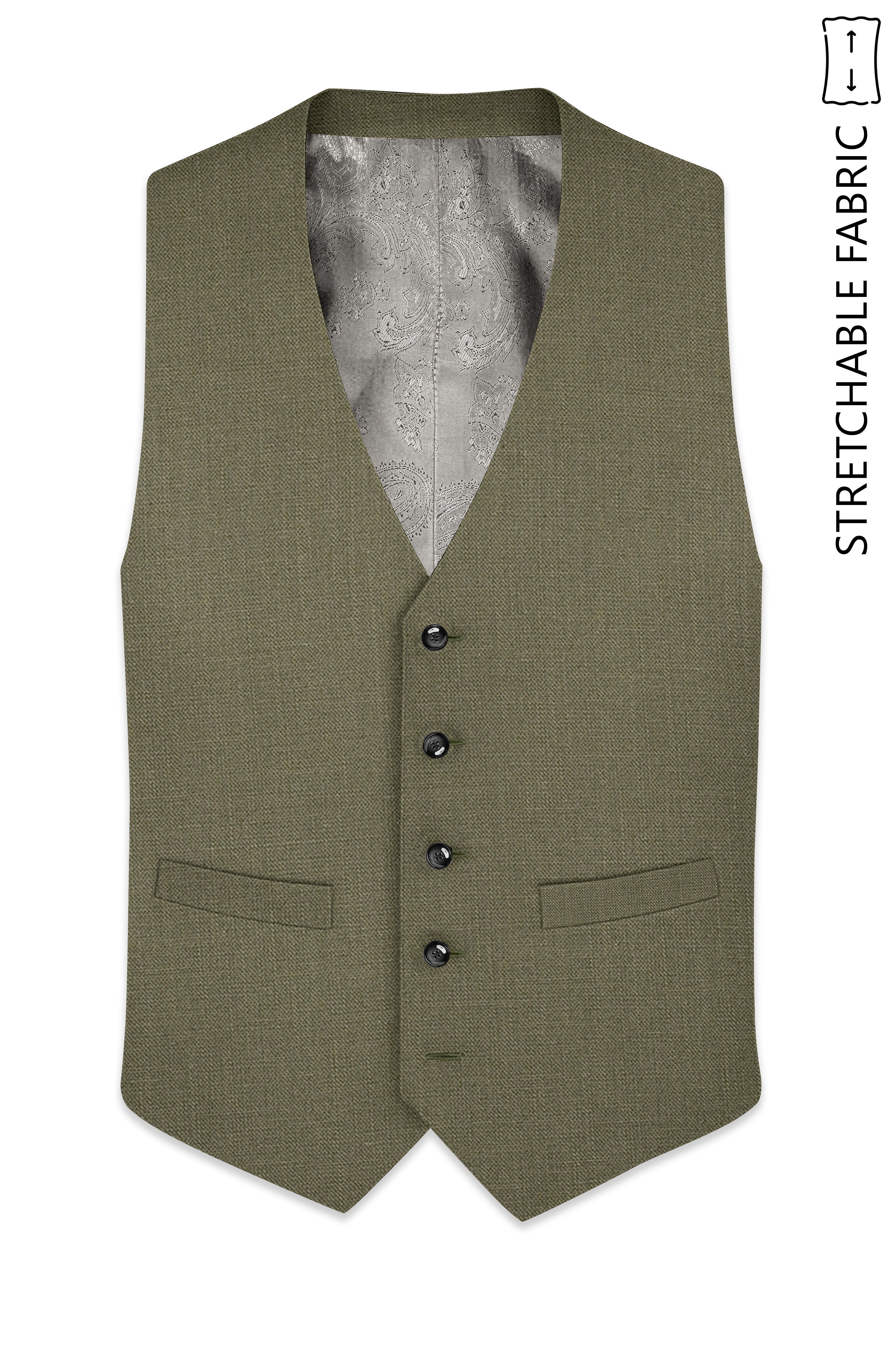 Zyren-Finch Green Luxurious Linen Stretchable Waistcoats