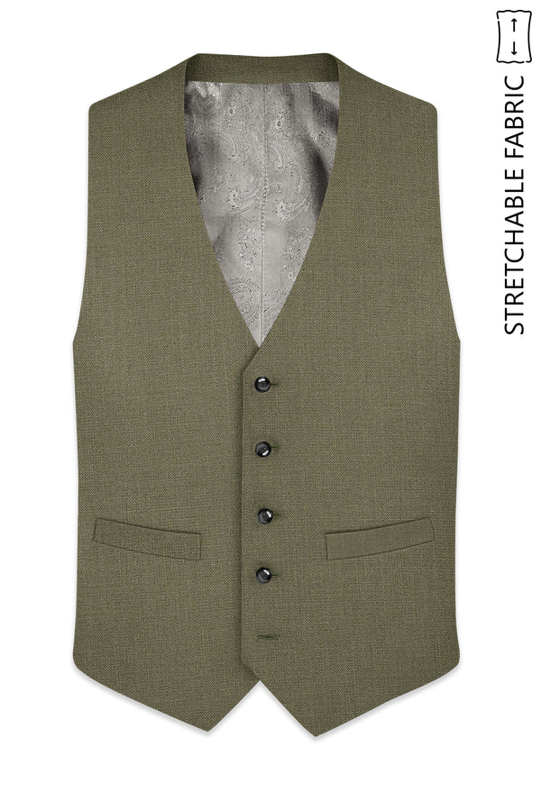 Zyren-Finch Green Luxurious Linen Stretchable Waistcoats