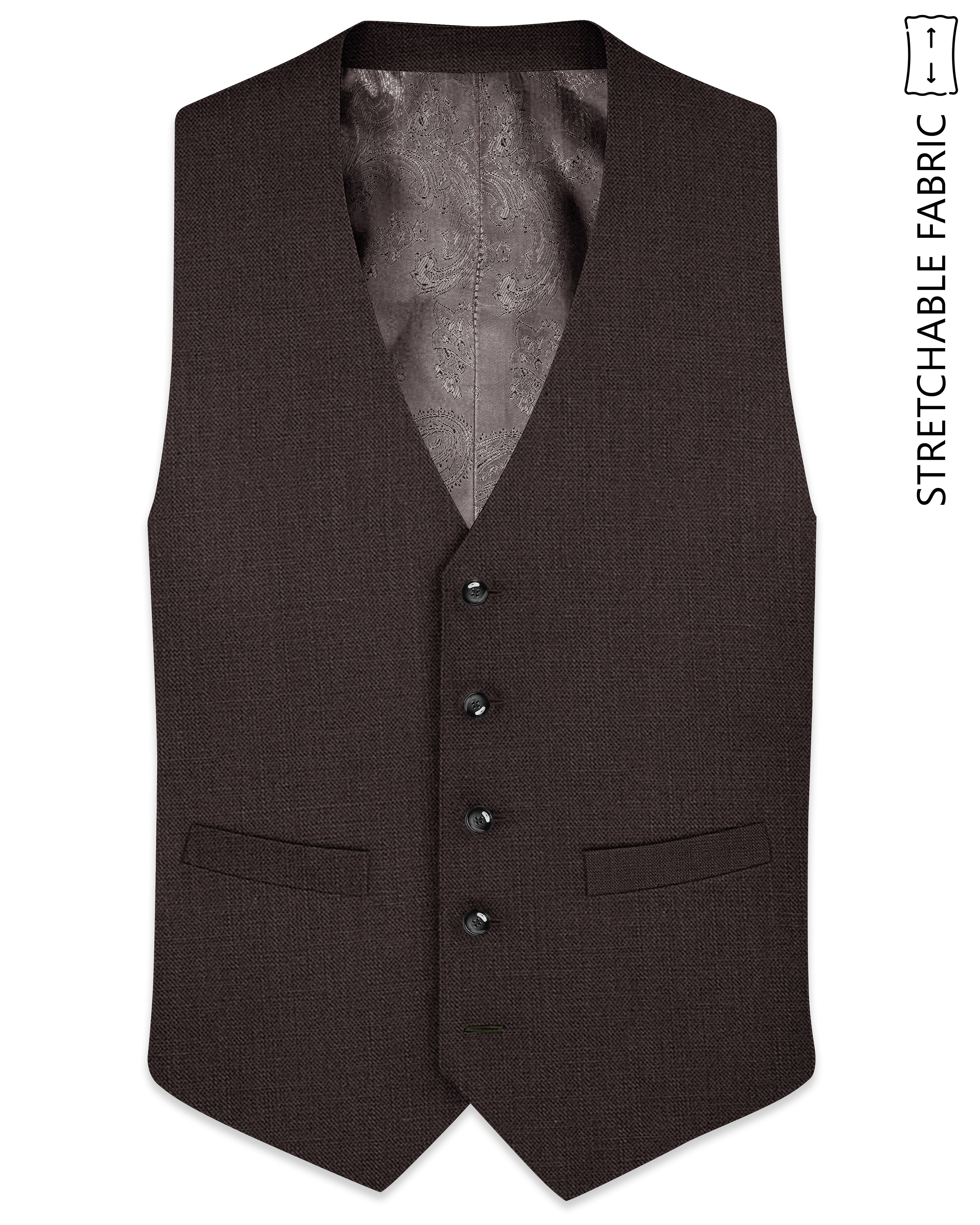 Terrivo-Zeus Brown Luxurious Linen Stretchable Waistcoats