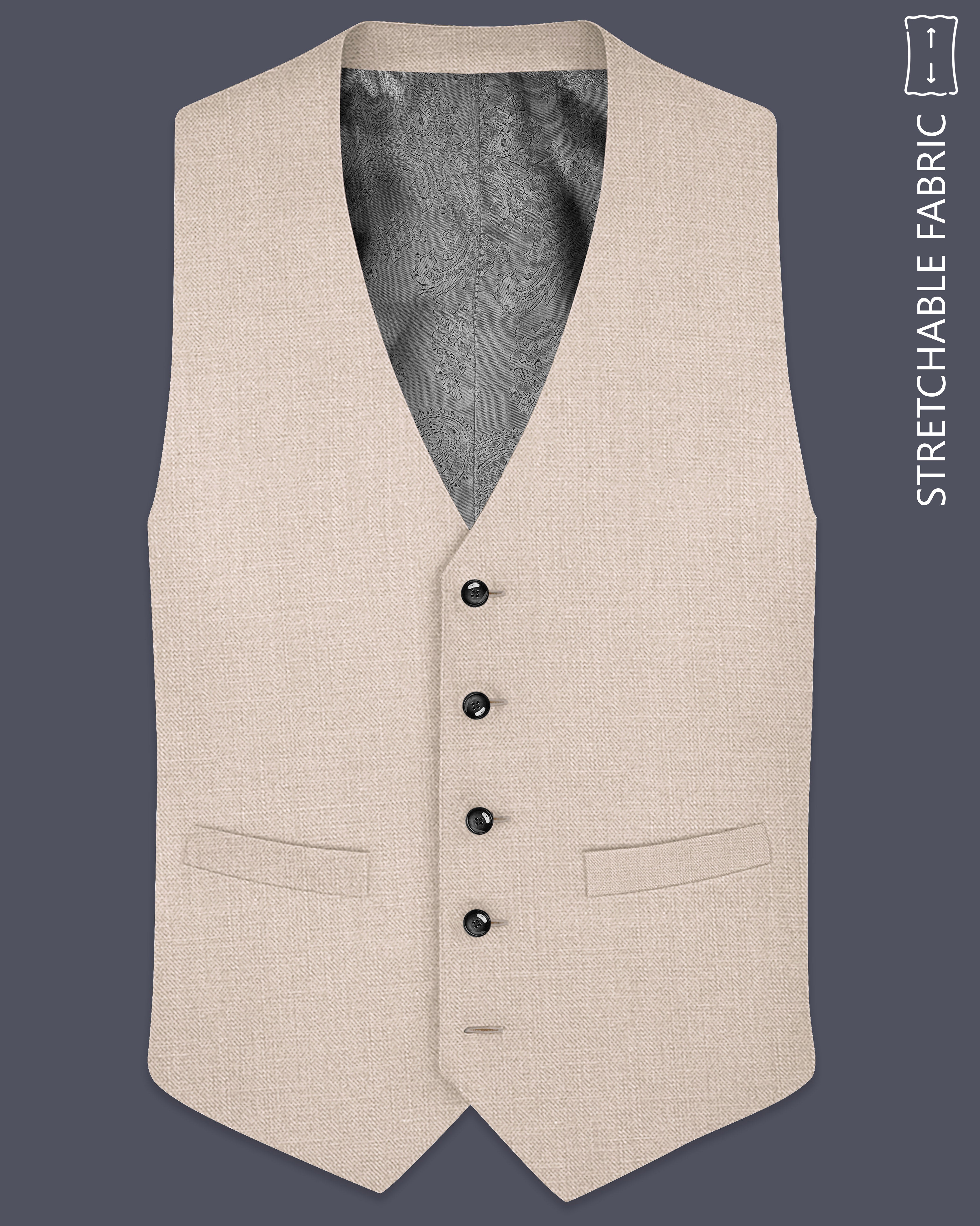 Brunoro-Wafer Brown Luxurious Linen Stretchable Waistcoats