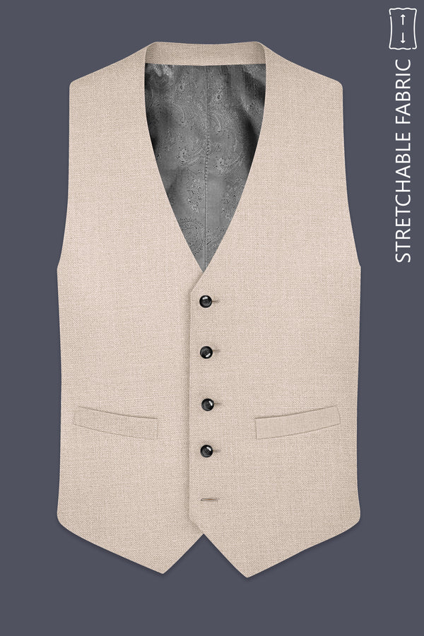Brunoro-Wafer Brown Luxurious Linen Stretchable Waistcoats