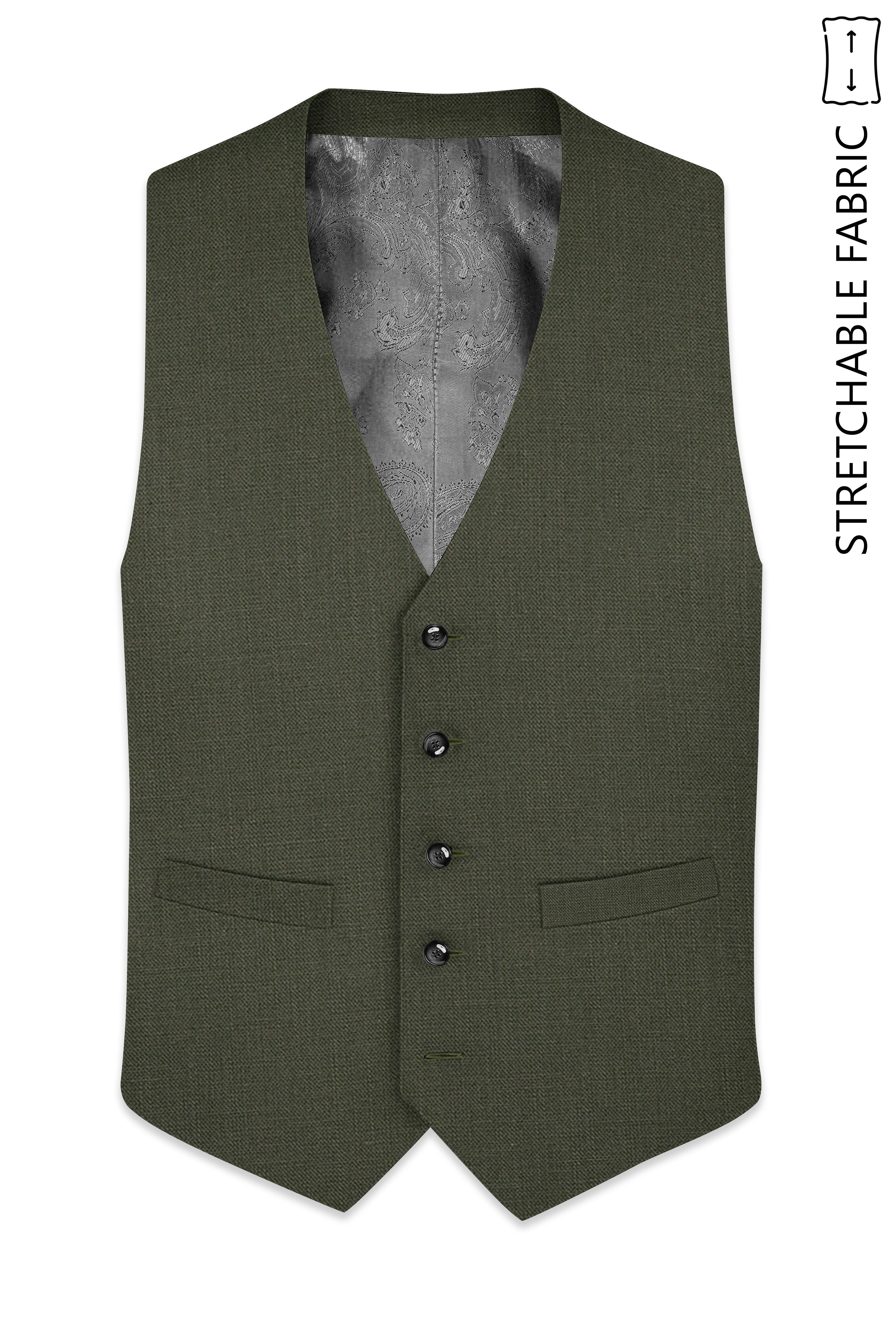 Virenzo-Rifle Green Luxurious Linen Stretchable Waistcoats