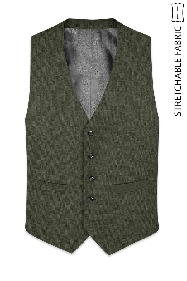 Virenzo-Rifle Green Luxurious Linen Stretchable Waistcoats