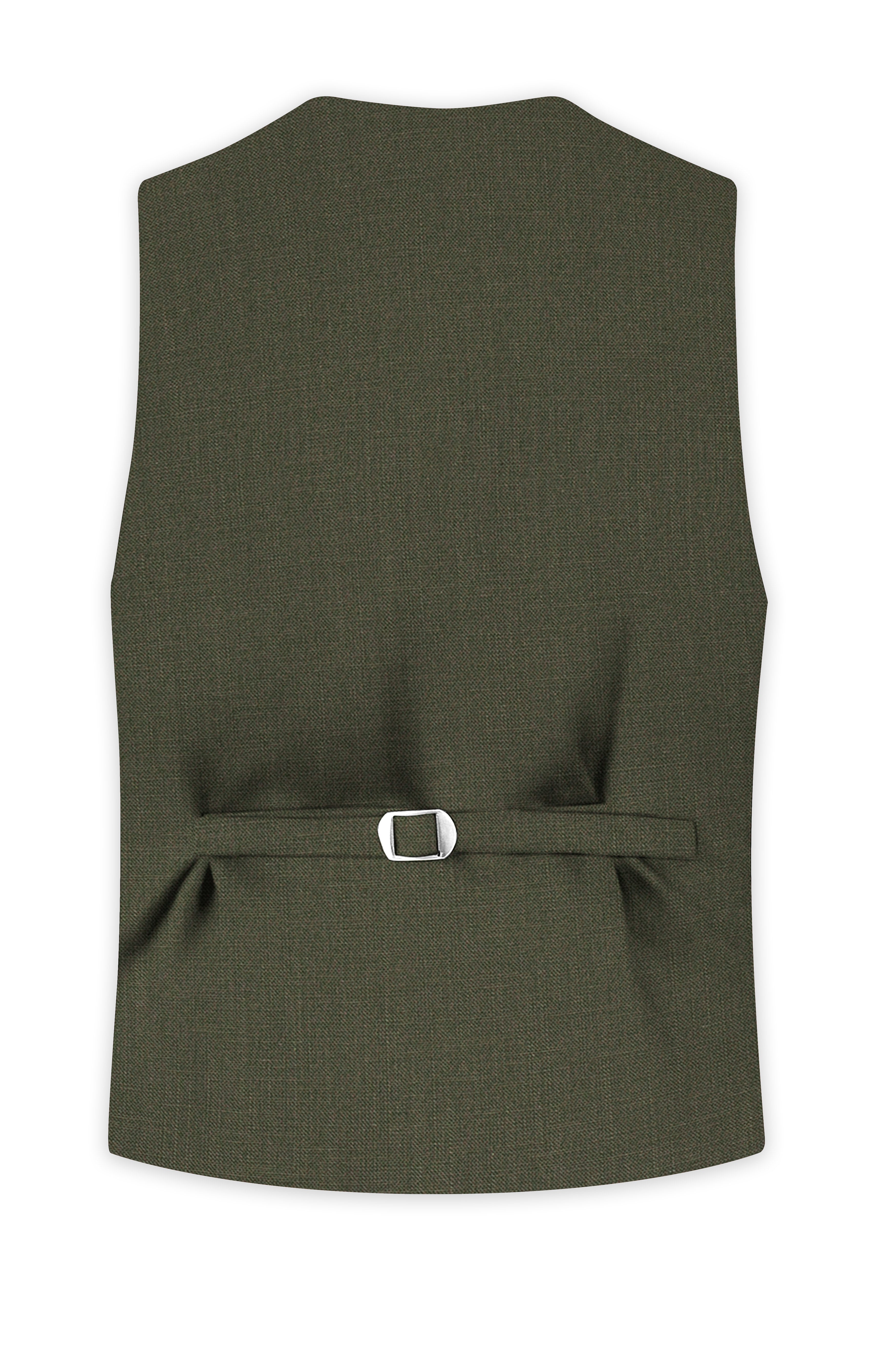 Virenzo-Rifle Green Luxurious Linen Stretchable Waistcoats