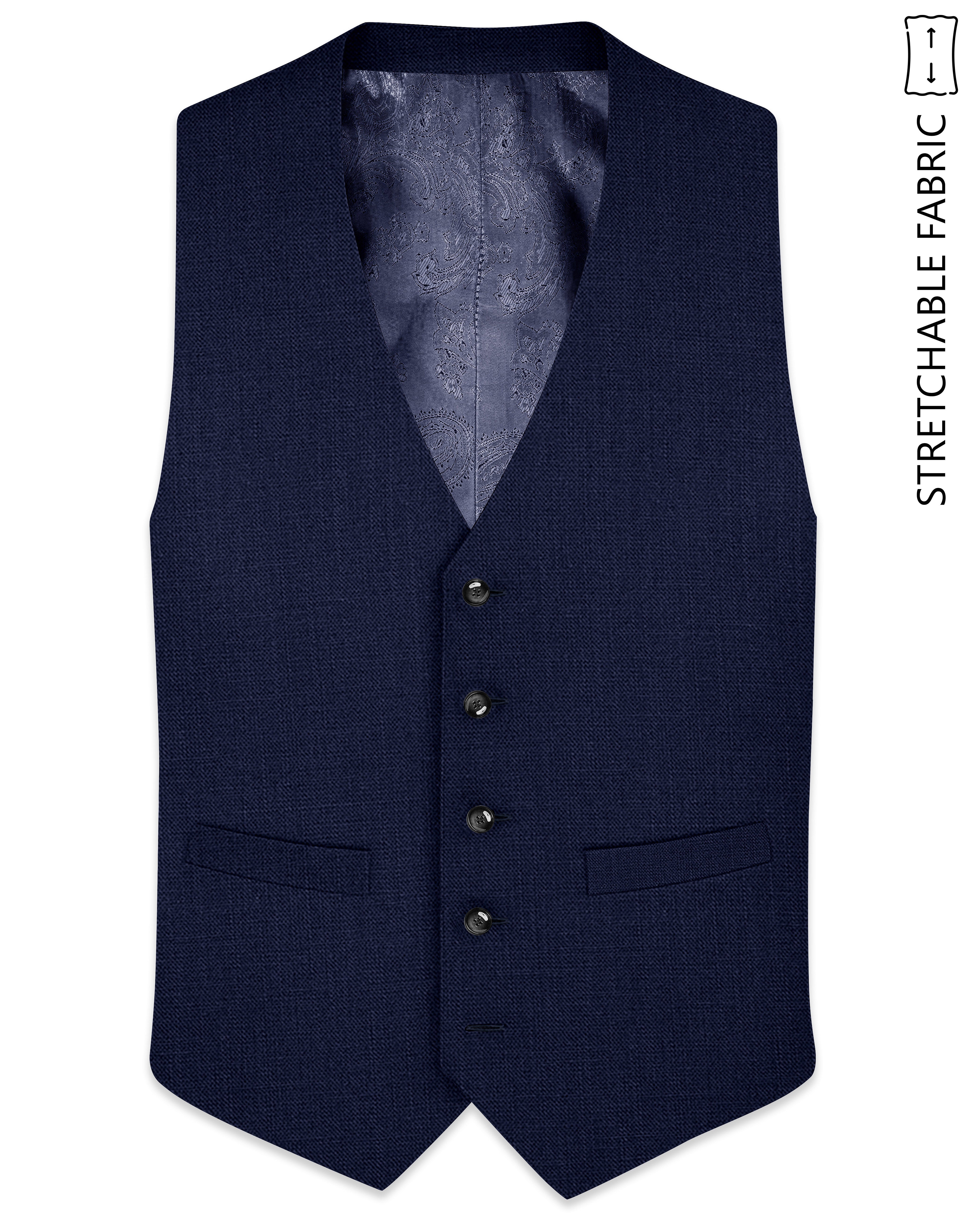 Azuriel-Firefly Blue Luxurious Linen Stretchable Waistcoats