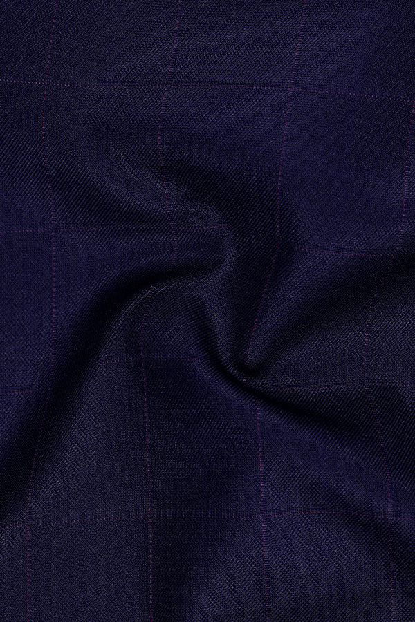 Azurane-Ebony Blue Windowpane Wool Rich Waistcoats