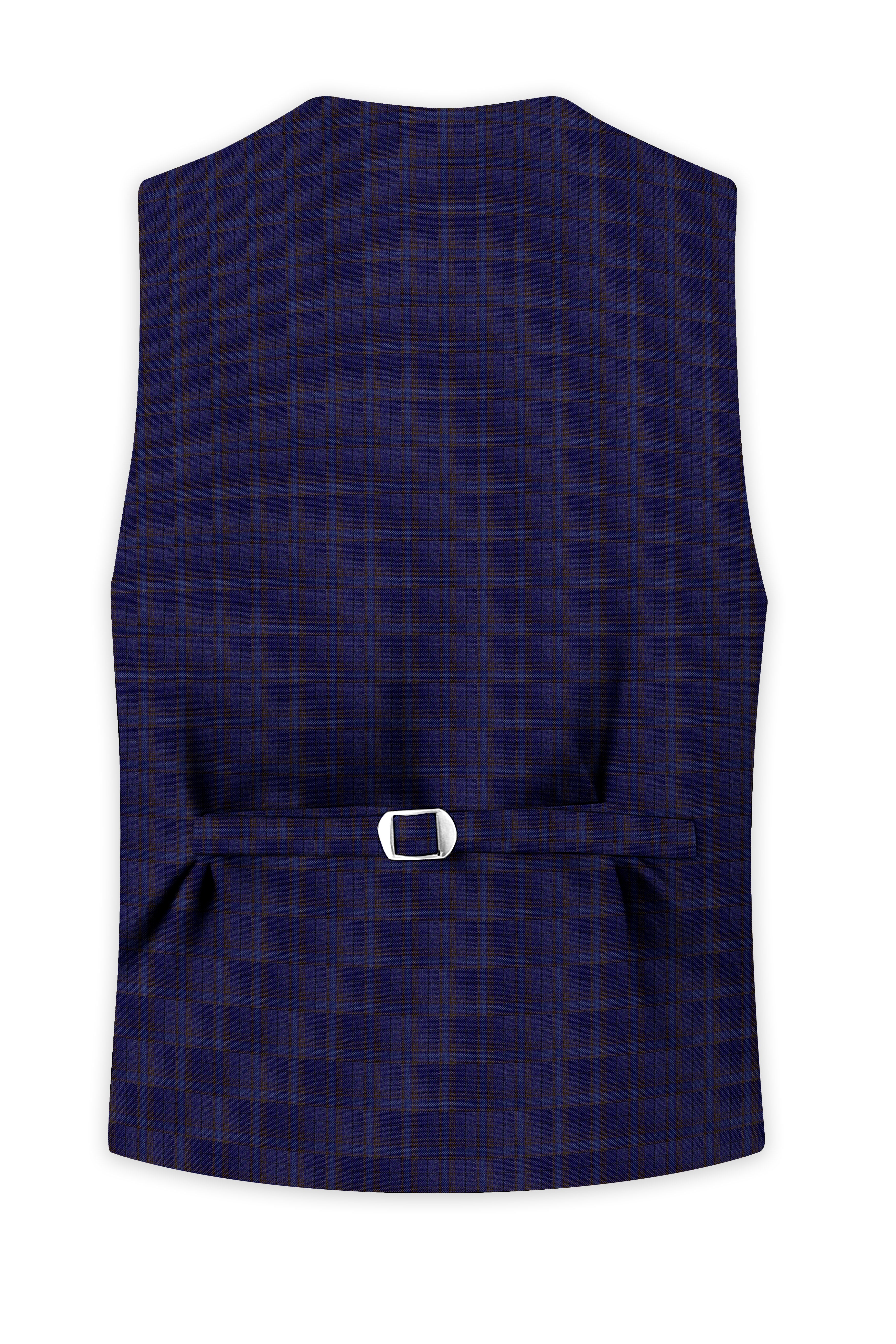 Plaivoro-Halti Blue Plaid Wool Rich Waistcoat
