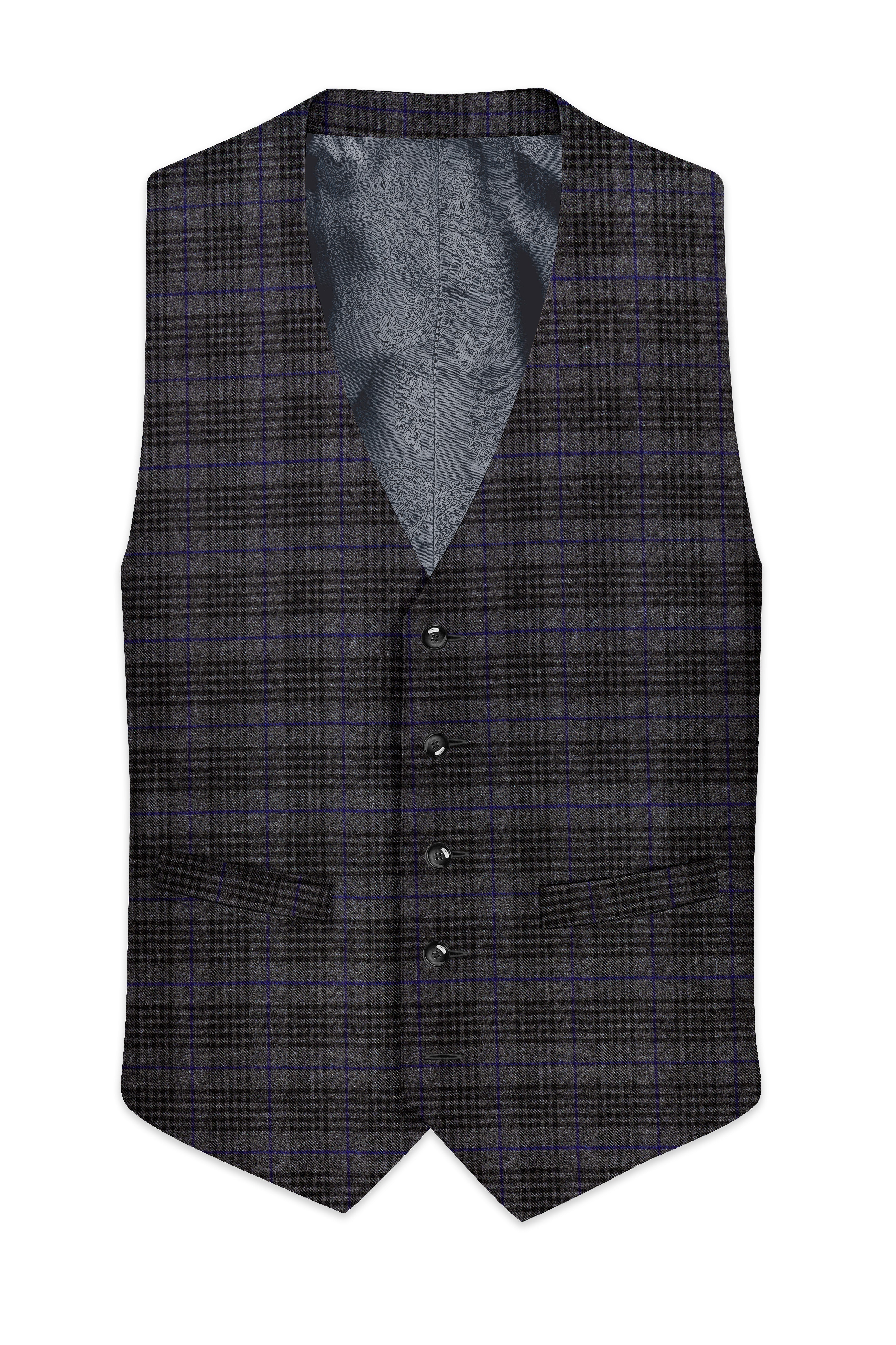 Cinerro-Shark Gray Plaid Tweed Waistcoat