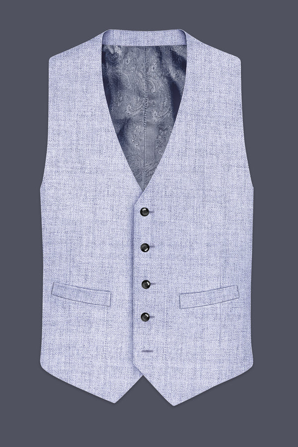 Celestia-Frosted Lilac Blue Textured Tweed Waistcoat