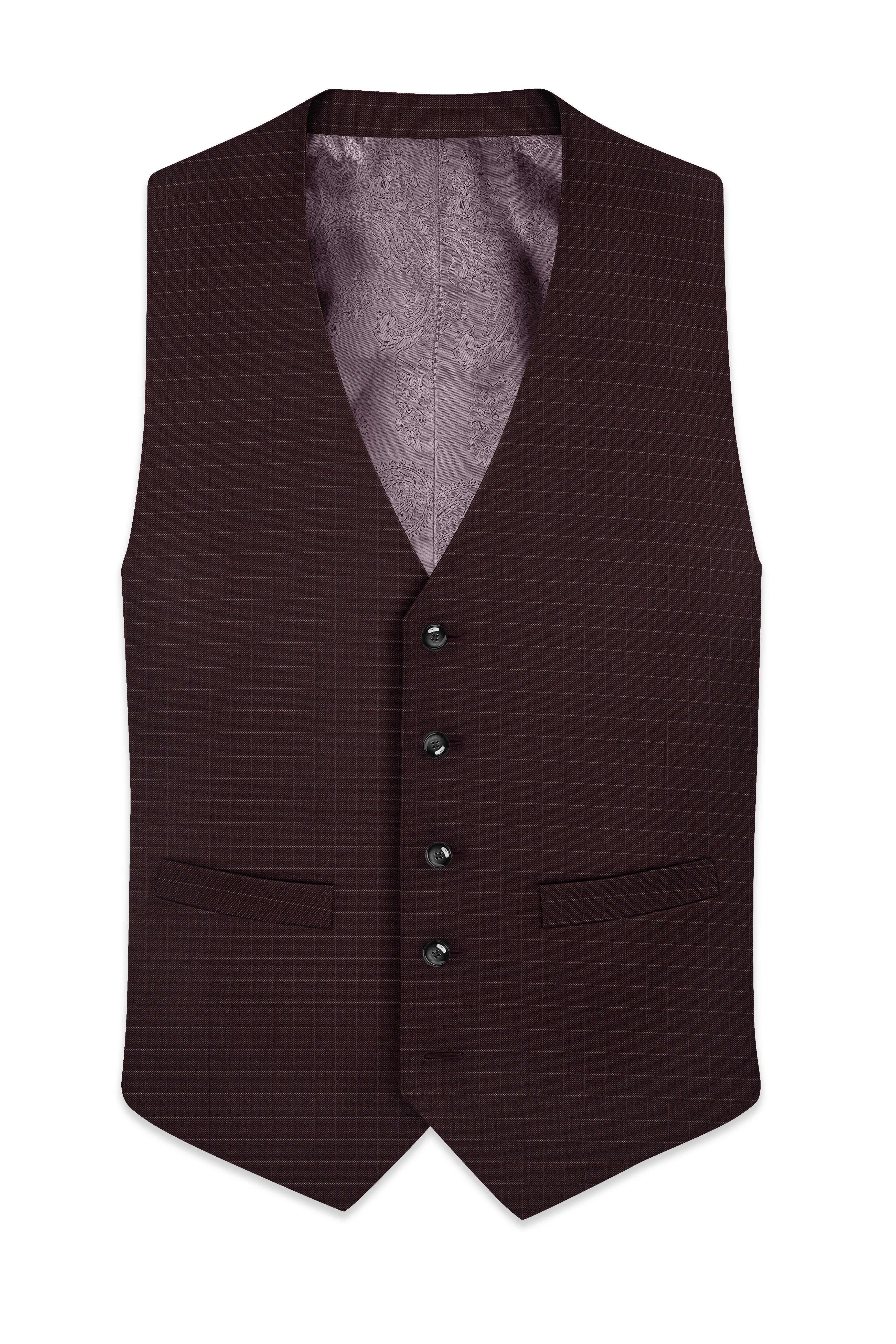 Aurethund-Thunder Brown Plaid Wool Rich Waistcoat