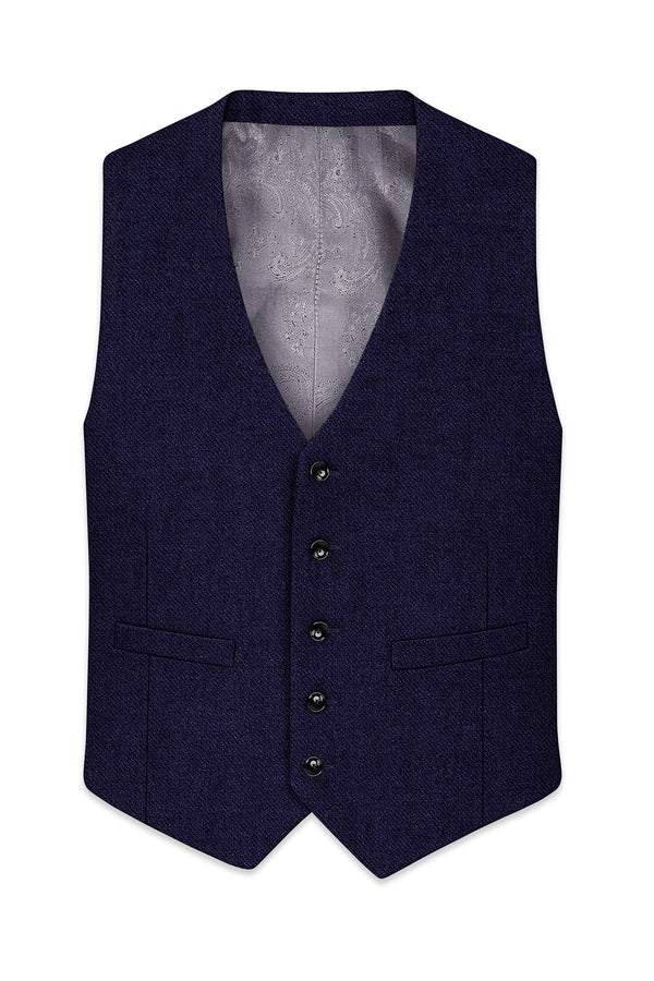 Bluvoro-Mirage Blue Textured Tweed Waistcoat