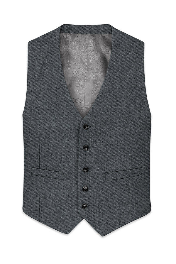 Gravano-Ship Gray Textured Tweed Waistcoat
