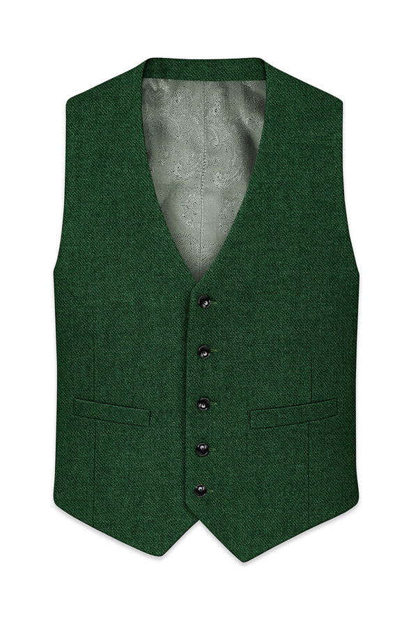 Virenza-Mystle Green Textured Tweed Waistcoat