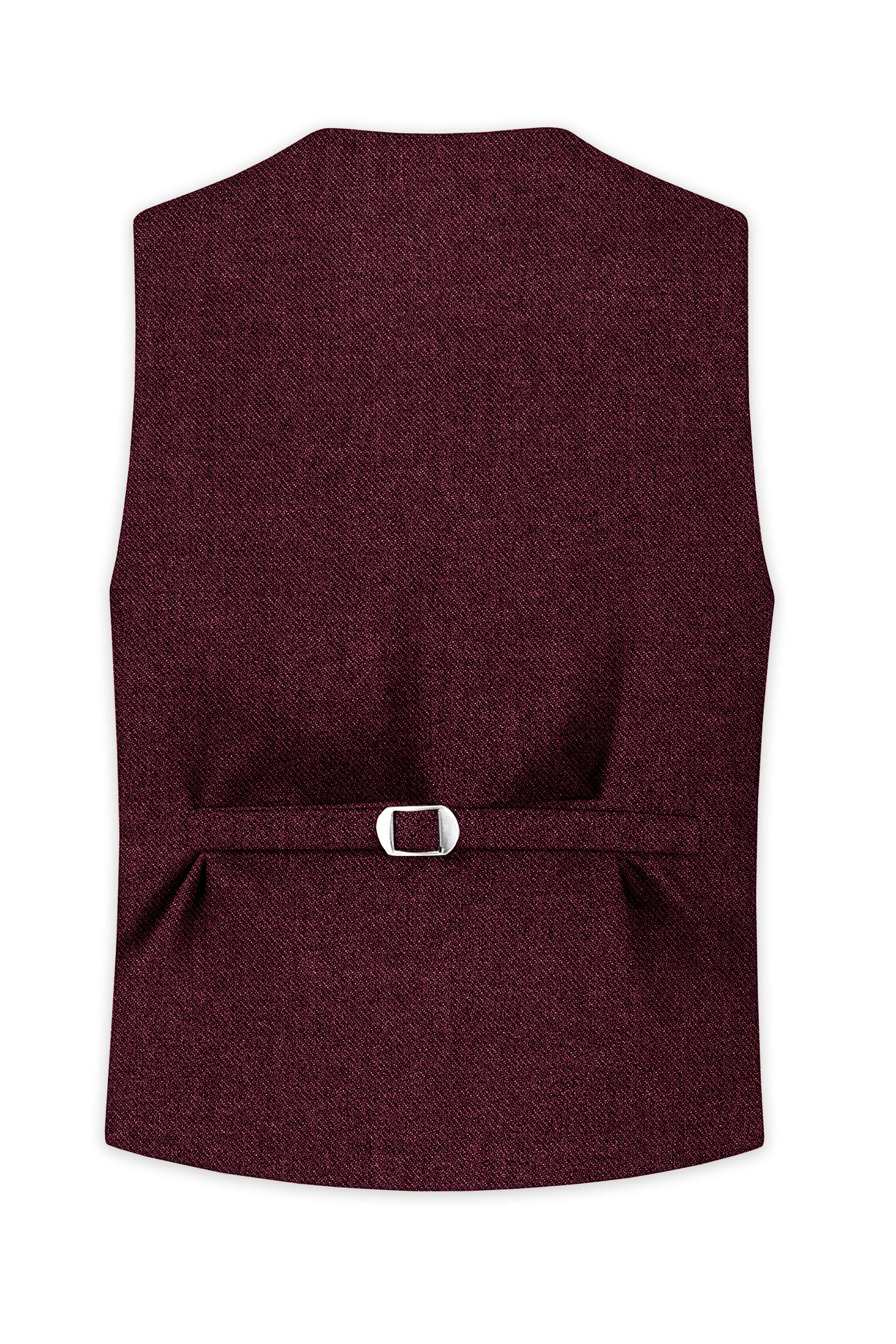 Burgvoro-Crated Maroon Textured Tweed Waistcoat