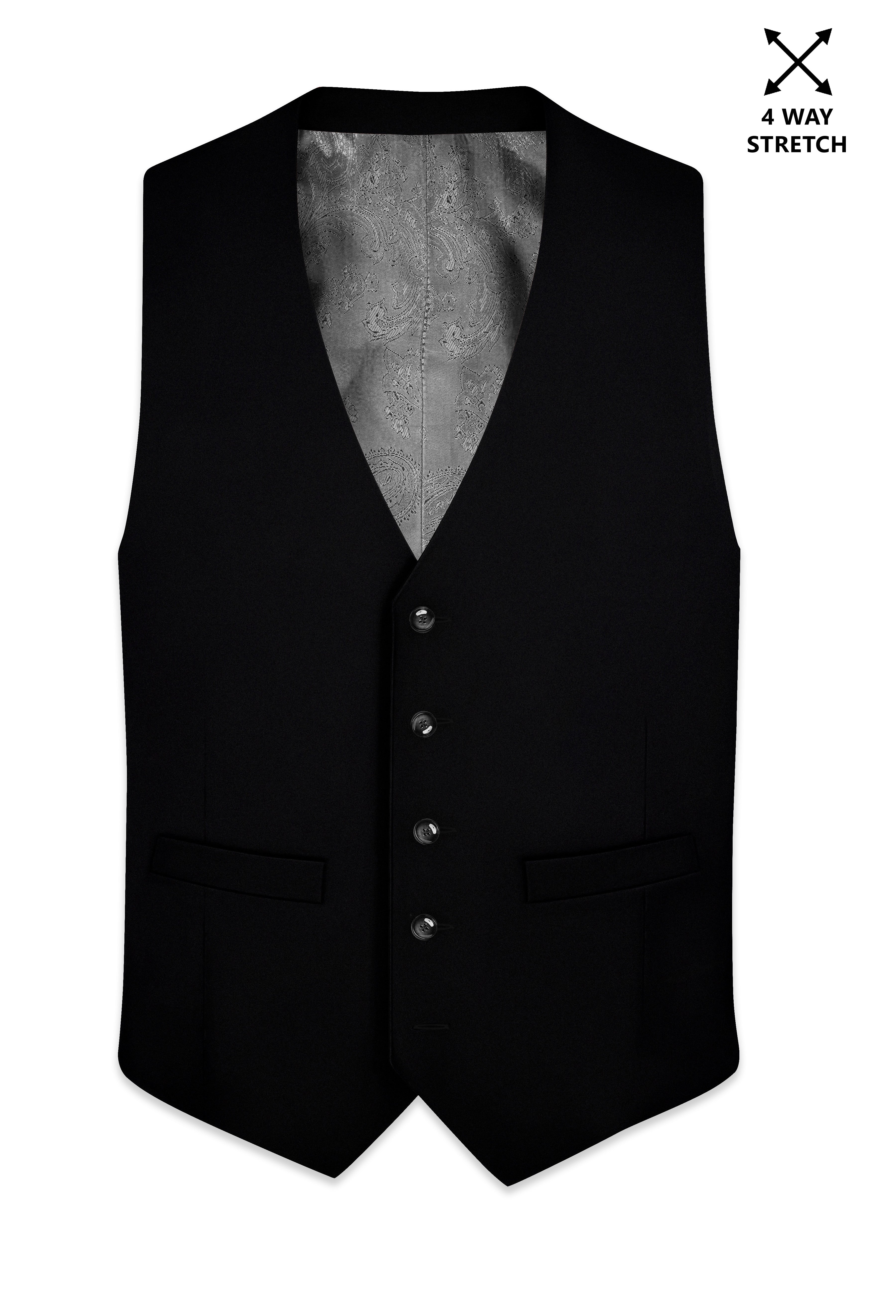 Kuro-Japanese Jade Black 4-Way Stretch Wrinkle-Free Wool Rich Waistcoat