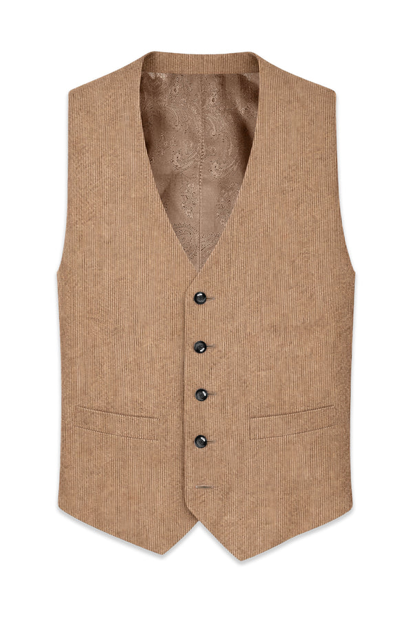 Cordenza-Muesli Brown Corduroy Premium Waistcoat