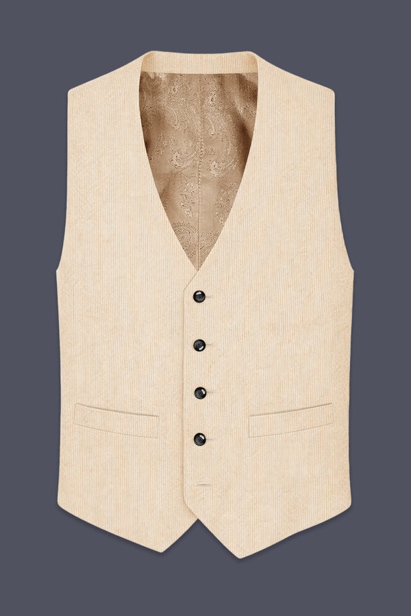 Hispanoro-Spanish Cream Corduroy Premium Waistcoat
