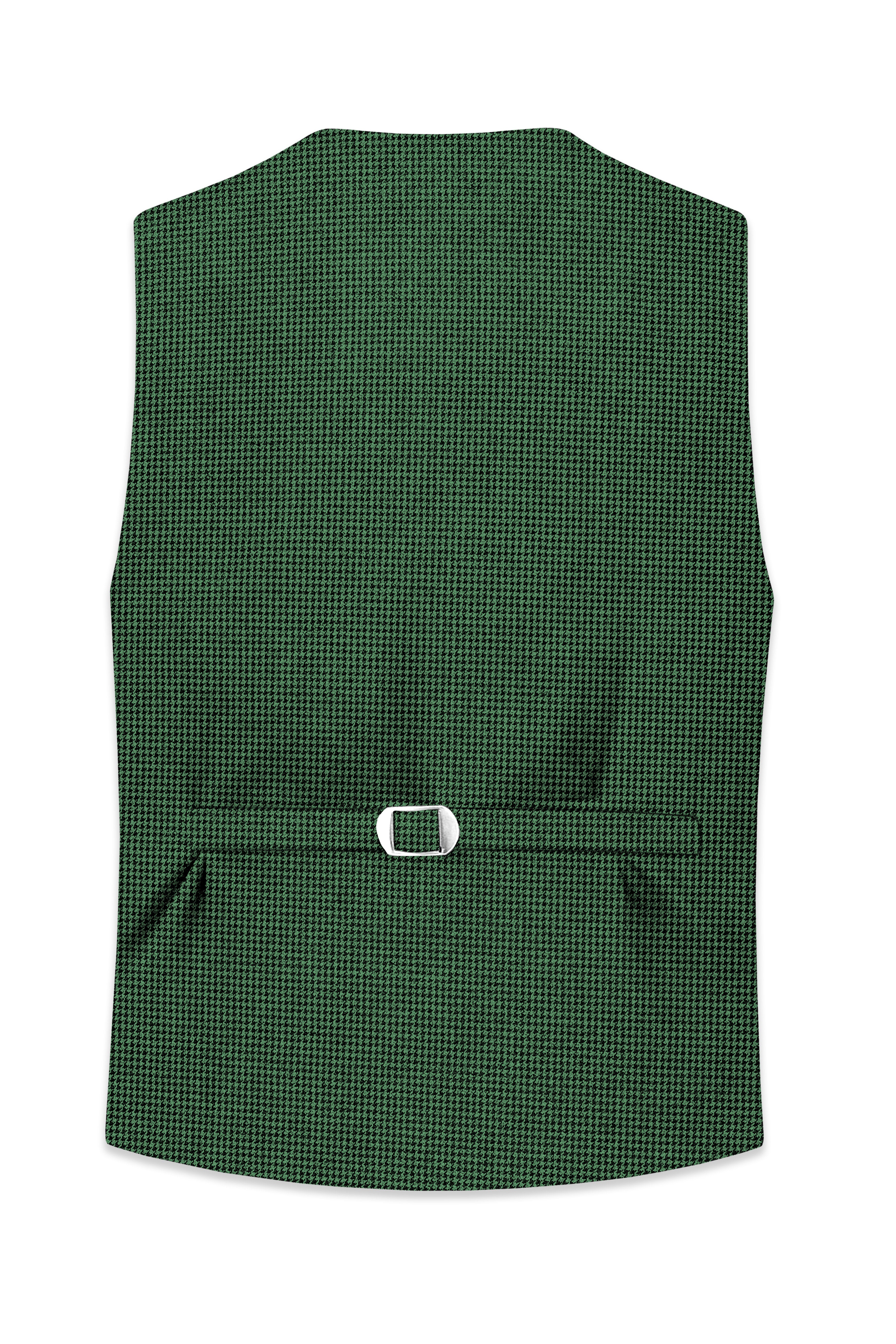 Regent-Plantation Green Classic Houndstooth Textured Tweed Waistcoat