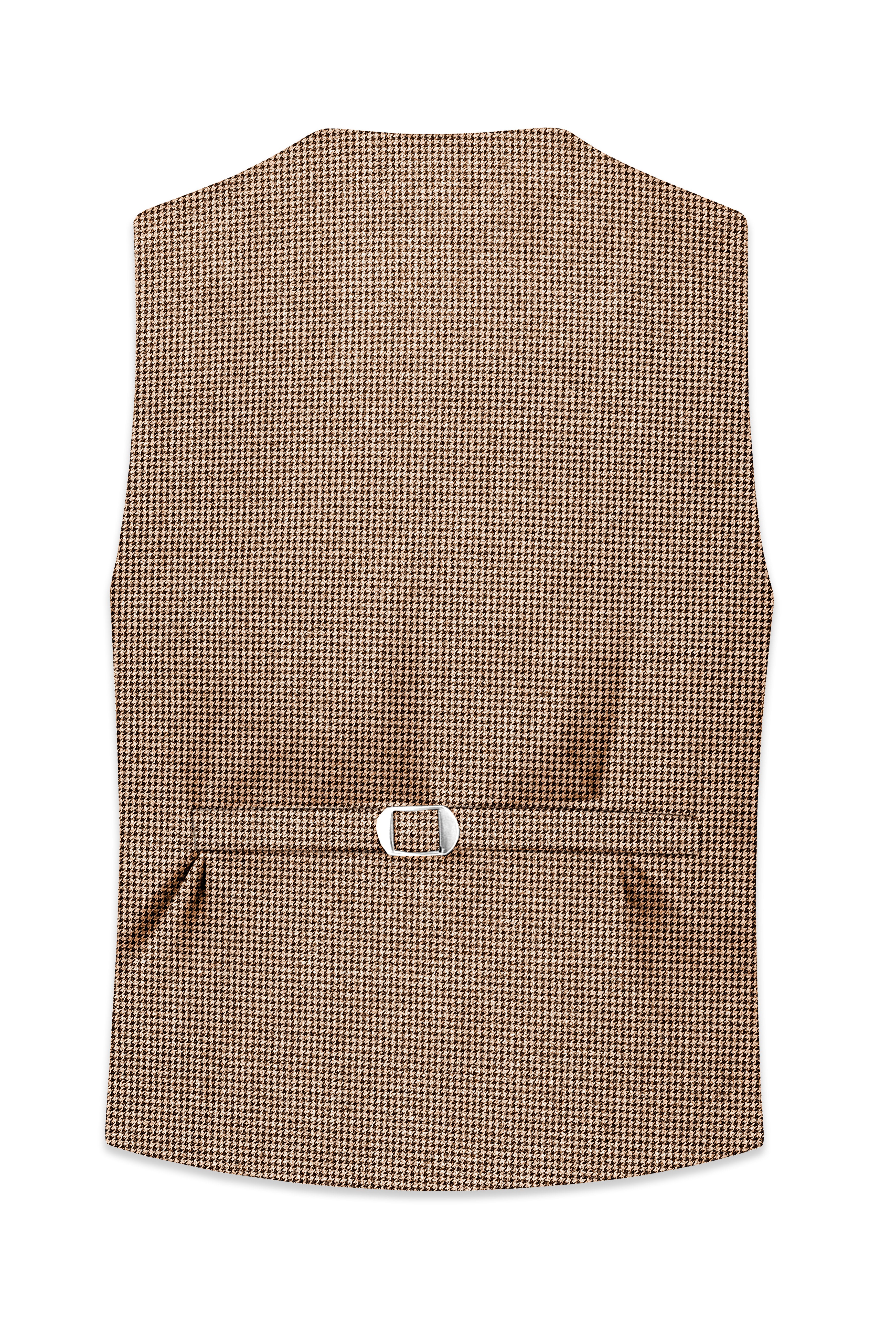 Scholar-Mocha Brown Classic Houndstooth Textured Tweed Waistcoat