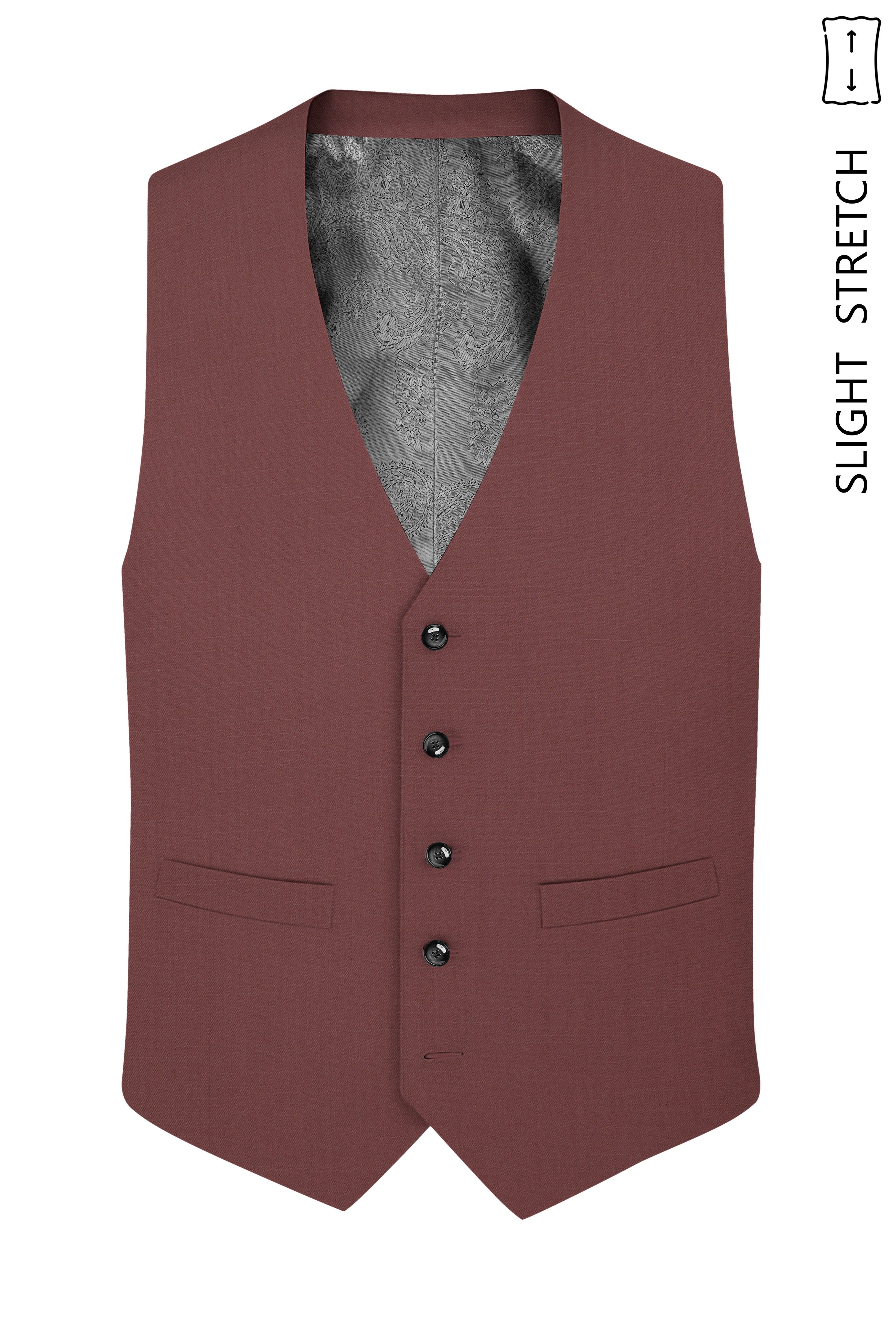 Heritage-Finch Maroon Wool Rich Slight Stretch Waistcoat