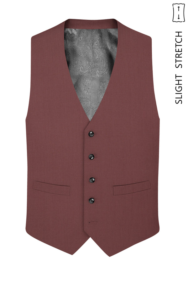 Heritage-Finch Maroon Wool Rich Slight Stretch Waistcoat
