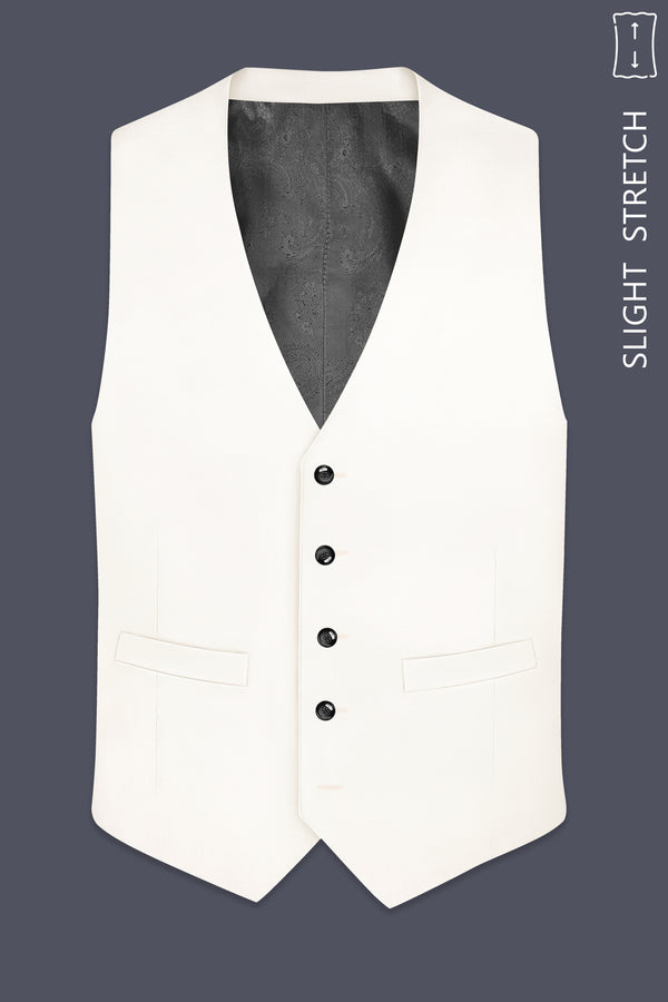 Ivory-Cararra Cream Wool Rich Slight Stretch Waistcoat