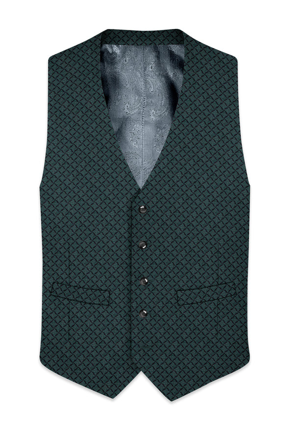 Gunmetal Green Jacquard Textured Designer Waistcoat
