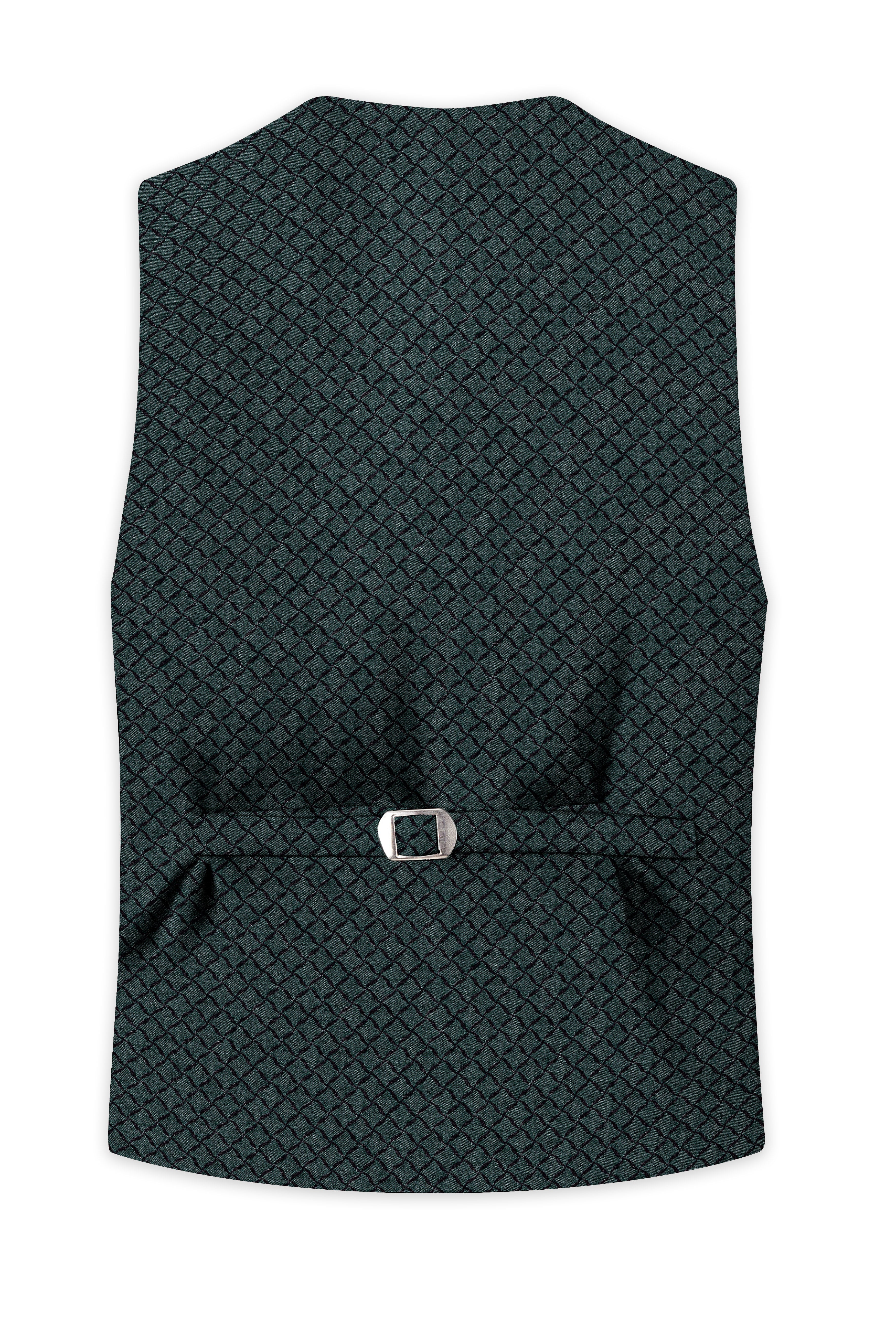 Gunmetal Green Jacquard Textured Designer Waistcoat