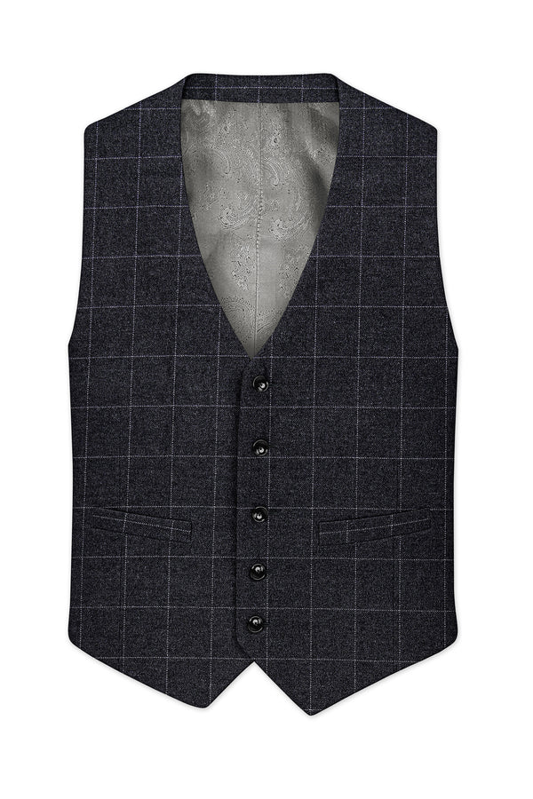 Fenrir-Shark Gray windowpane Tweed Waistcoat