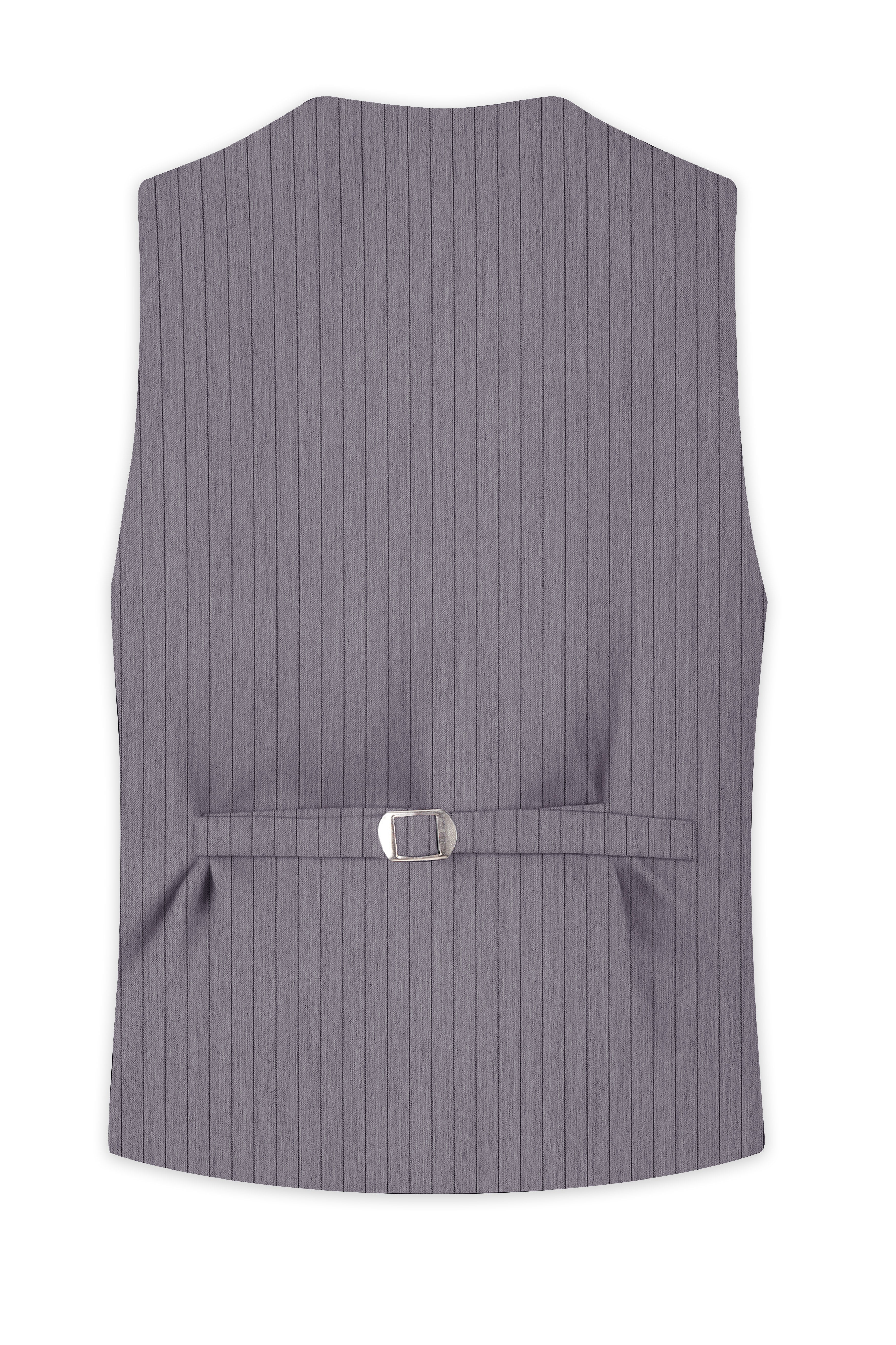 Velmoro-Mauve Gray Pin Striped Wool Rich Slight Stretch Waistcoat