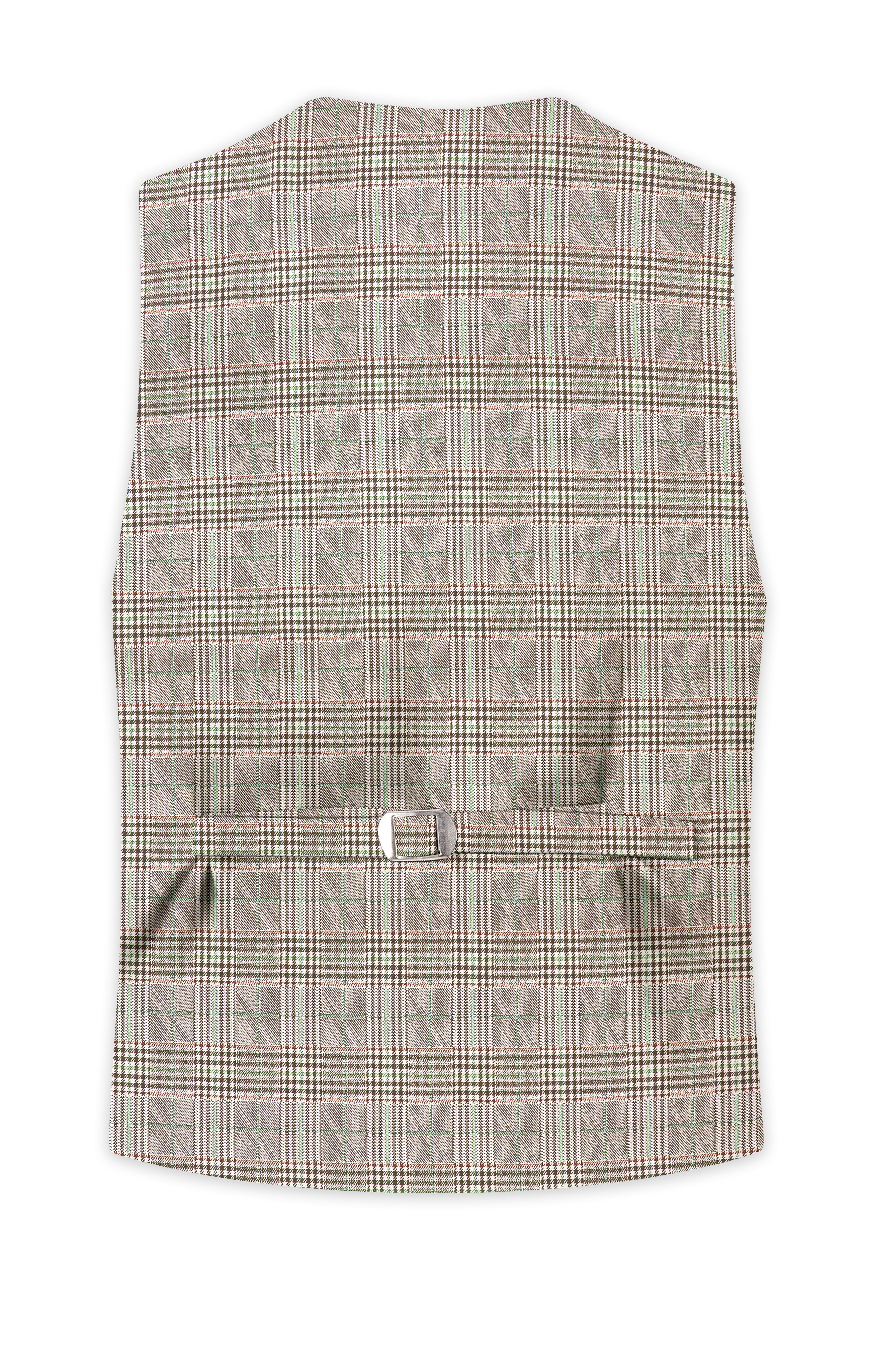 Truffle-Café Noir Brown Plaid Wool Rich Waistcoat