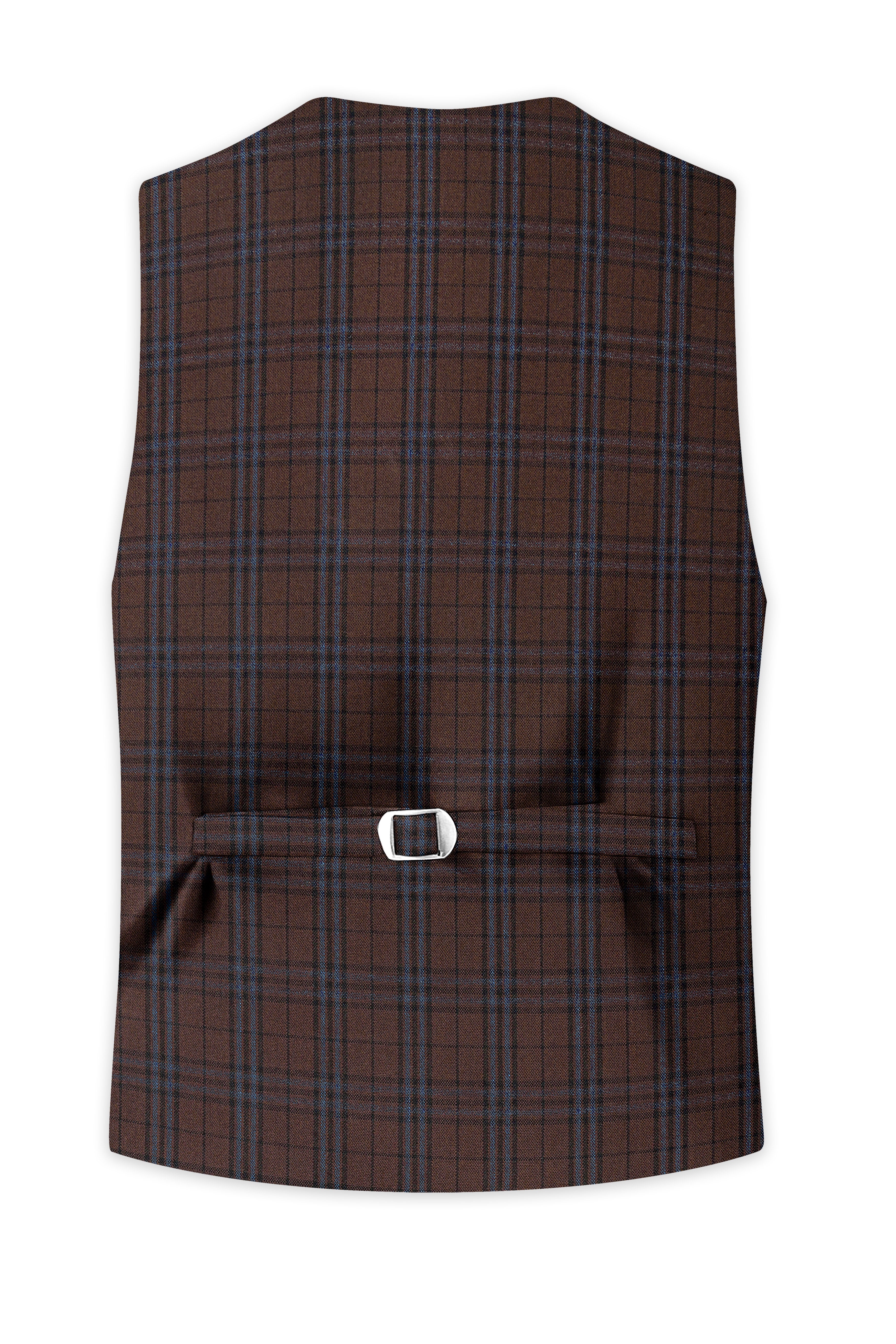 Cedar-Gingerbread Brown Plaid Wool Rich Waistcoat