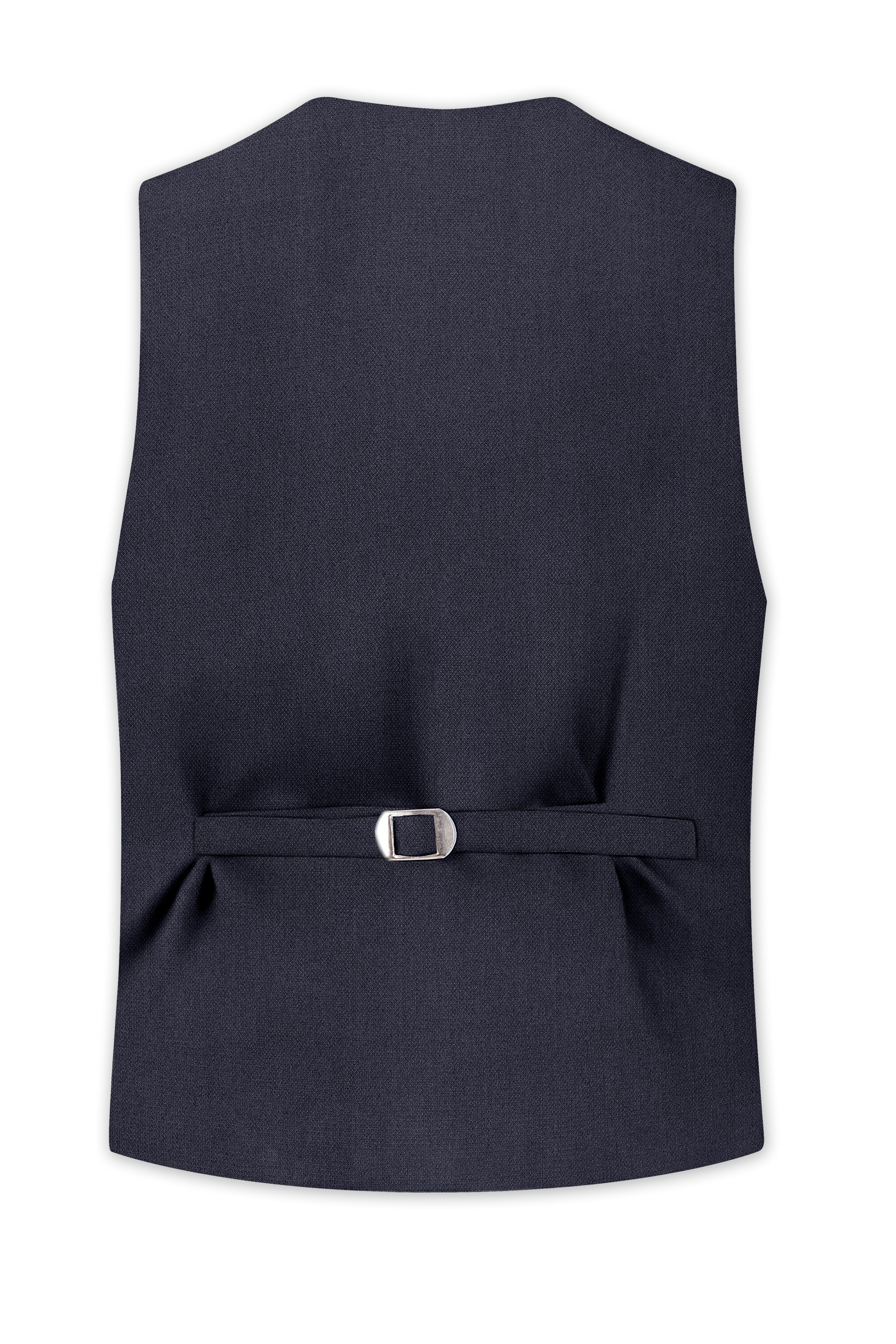 Obsidian-Paynes Gray Diamond Textured Wool Rich Slight Stretch Waistcoat