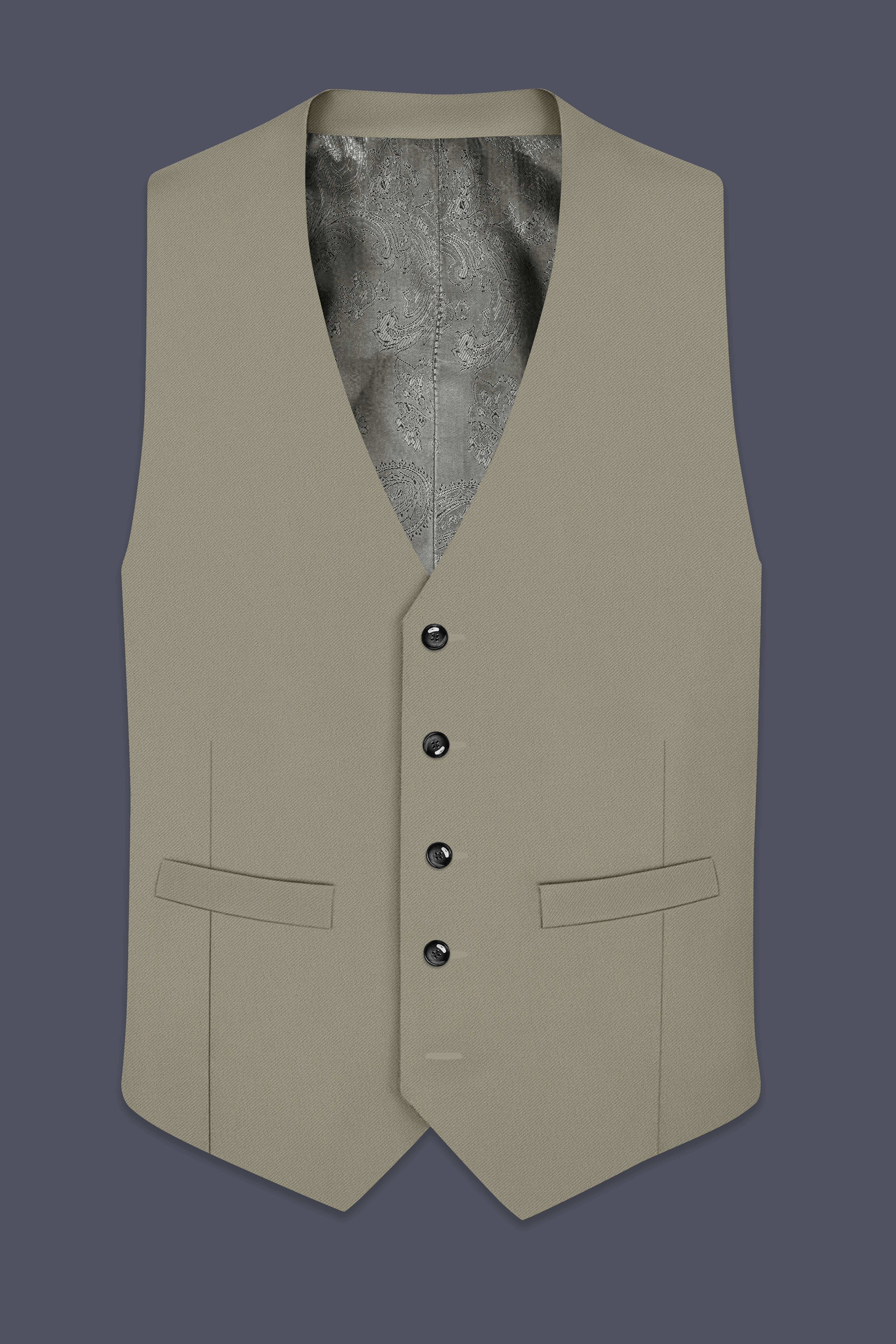 Loden-Korean Kokoda Green 4-Way Stretch Wrinkle-Free Wool Rich Waistcoat