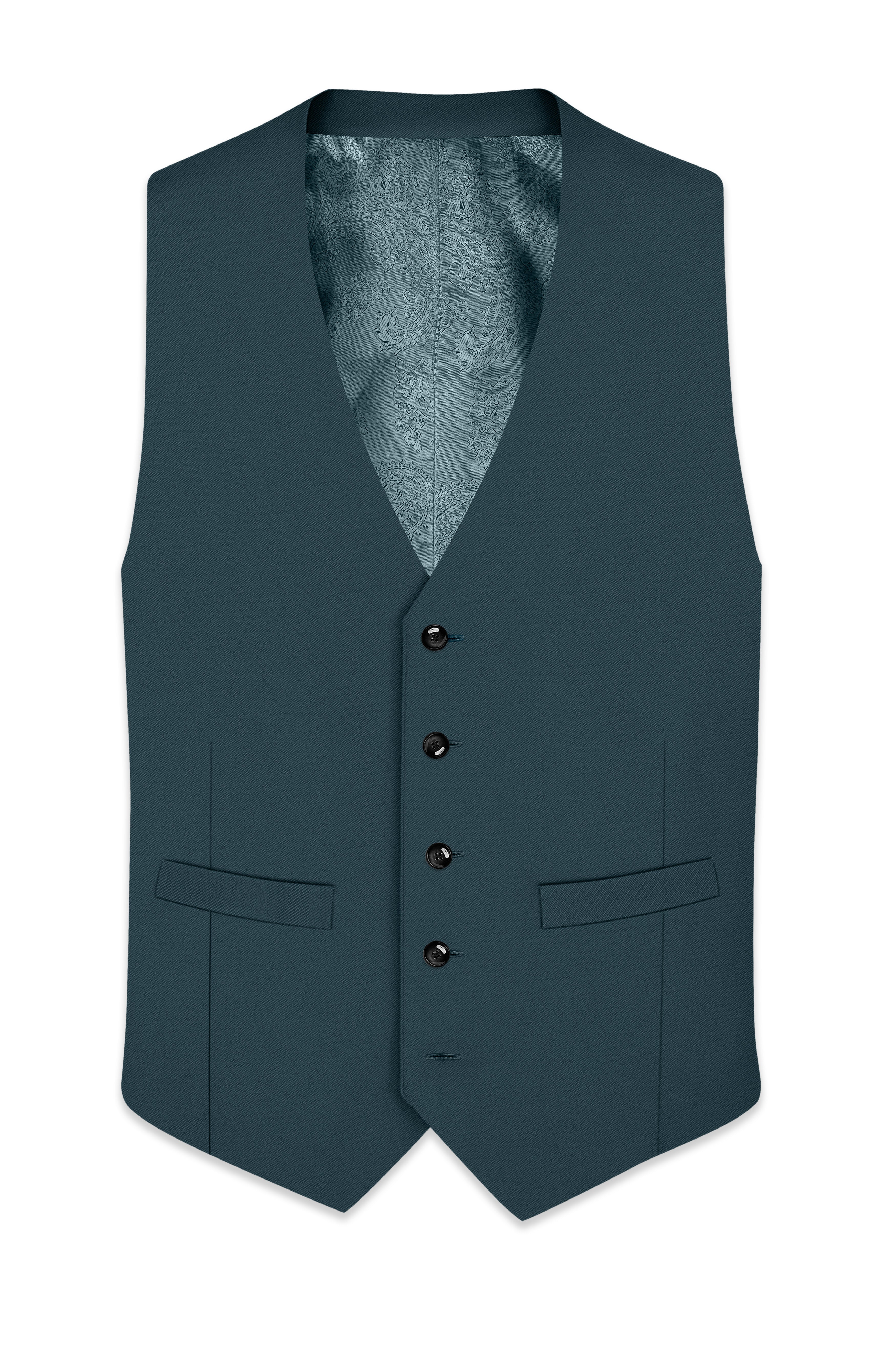 Navaro-Korean Gable Blue 4-Way Stretch Wrinkle-Free Wool Rich Waistcoat