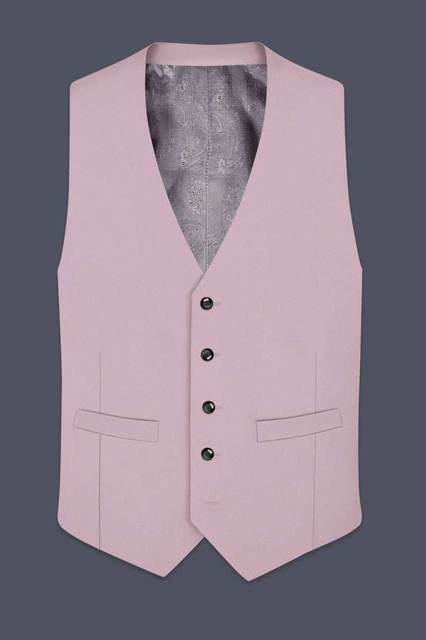 Allure-Korean Blossom Pink 4-Way Stretch Wrinkle-Free Wool Rich Waistcoat