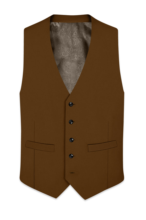 Sienna-Korean Derby Brown 4-Way Stretch Wrinkle-Free Wool Rich Waistcoat