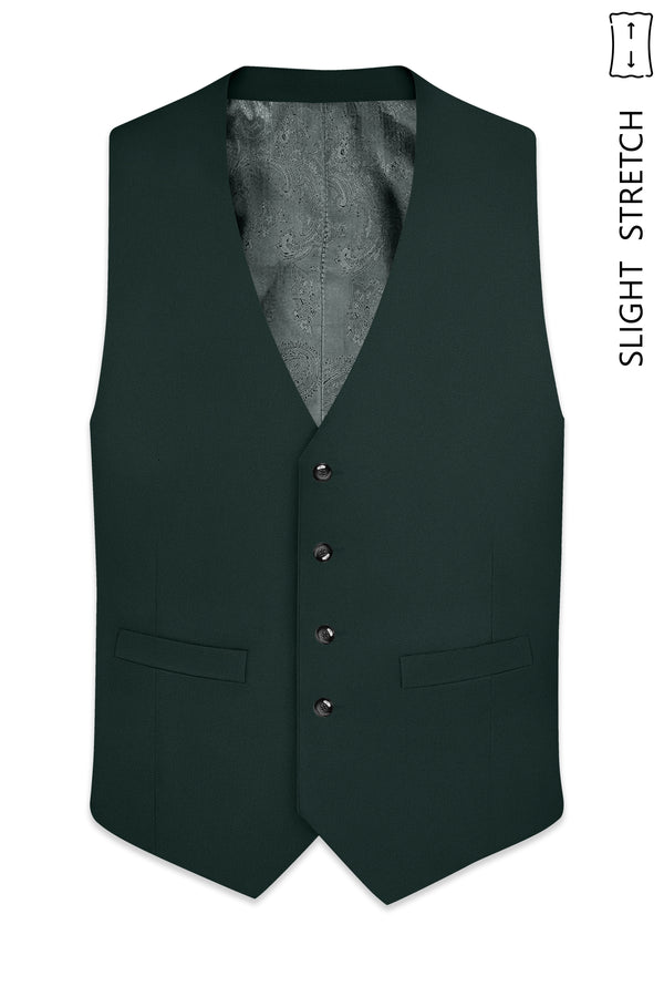 Viridian-Gable Green Slight Stretch Subtle Sheen Poly-Viscose Waistcoat