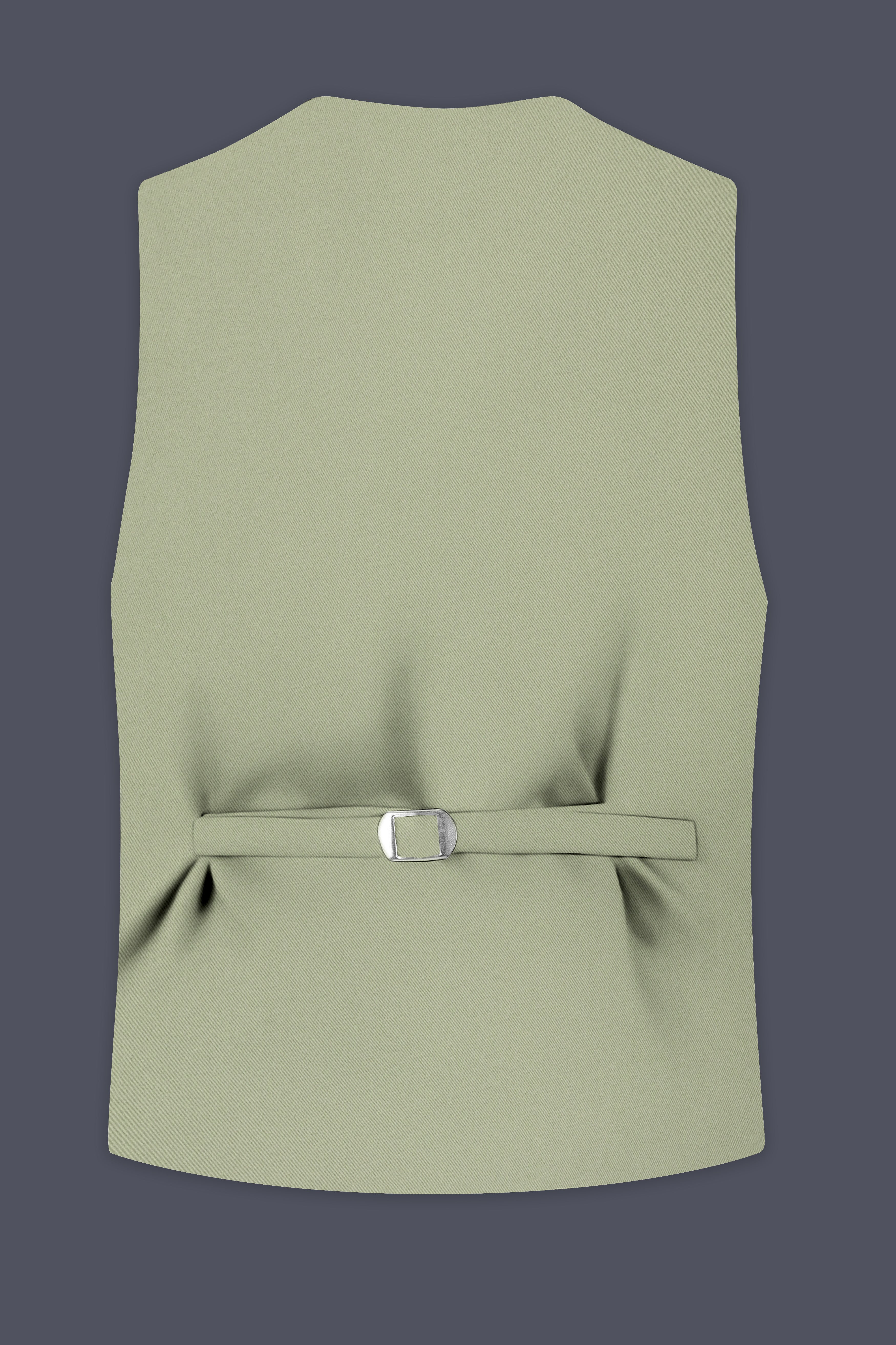 Verdan-Sage Green Slight Stretch Subtle Sheen Poly-Viscose Waistcoat