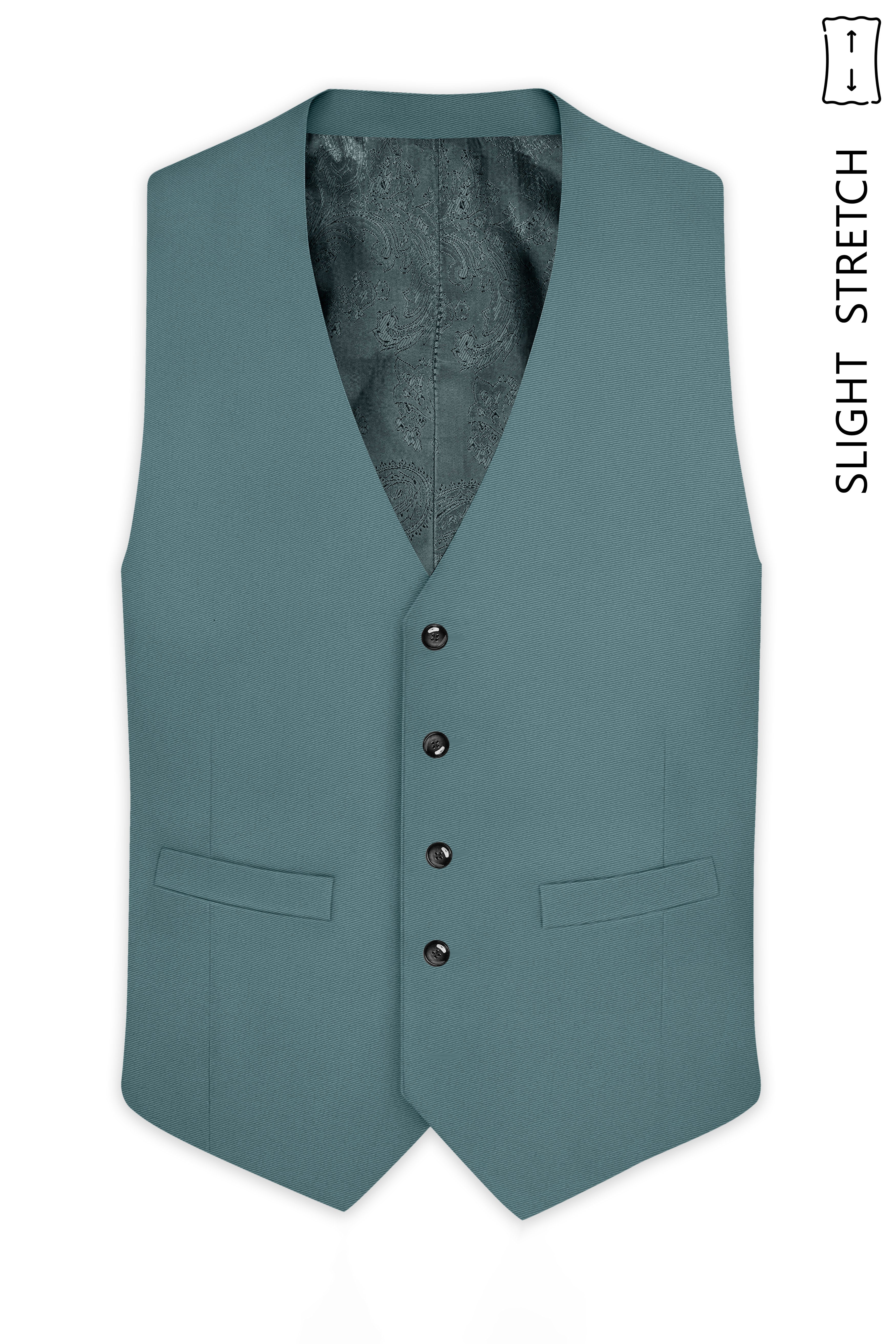 Emerald-Beetle Green Slight Stretch Subtle Sheen Poly-Viscose Waistcoat
